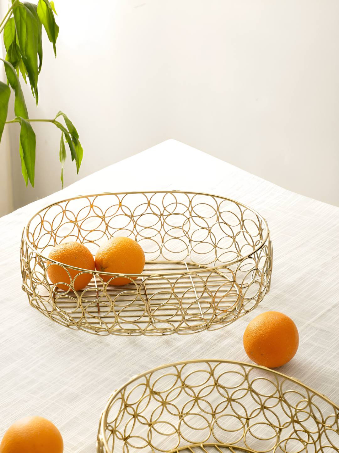 Decor de Maison Meza Gold Toned Textured Fruit Basket