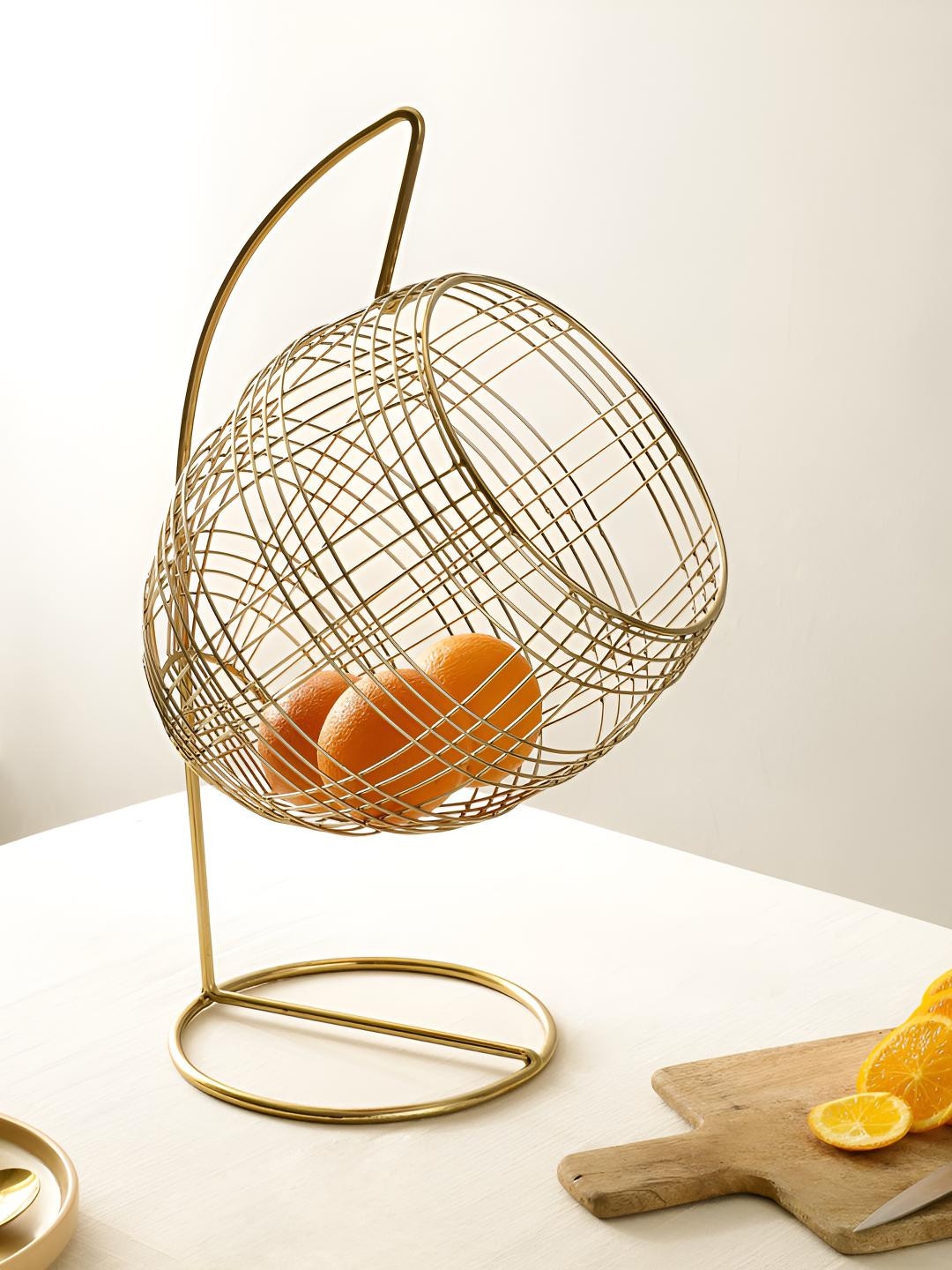 Decor de Maison Abby's Gold Toned Textured Fruit And Bread Basket