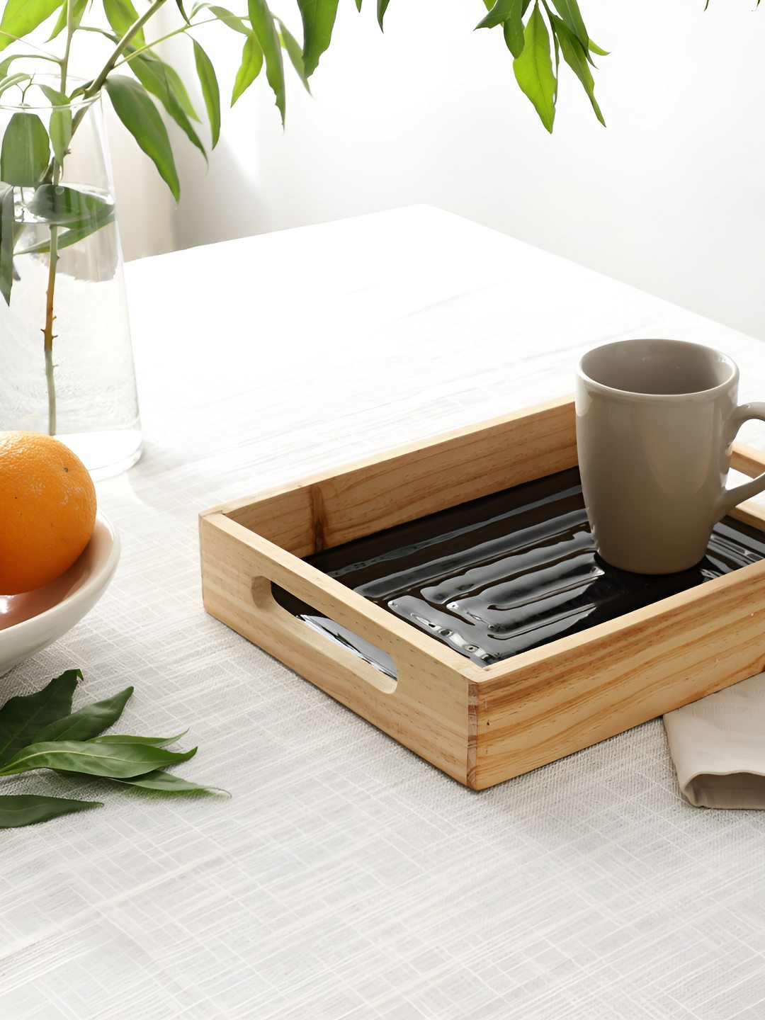 Decor de Maison Hugo Black & Brown Small Glass Serving Tray