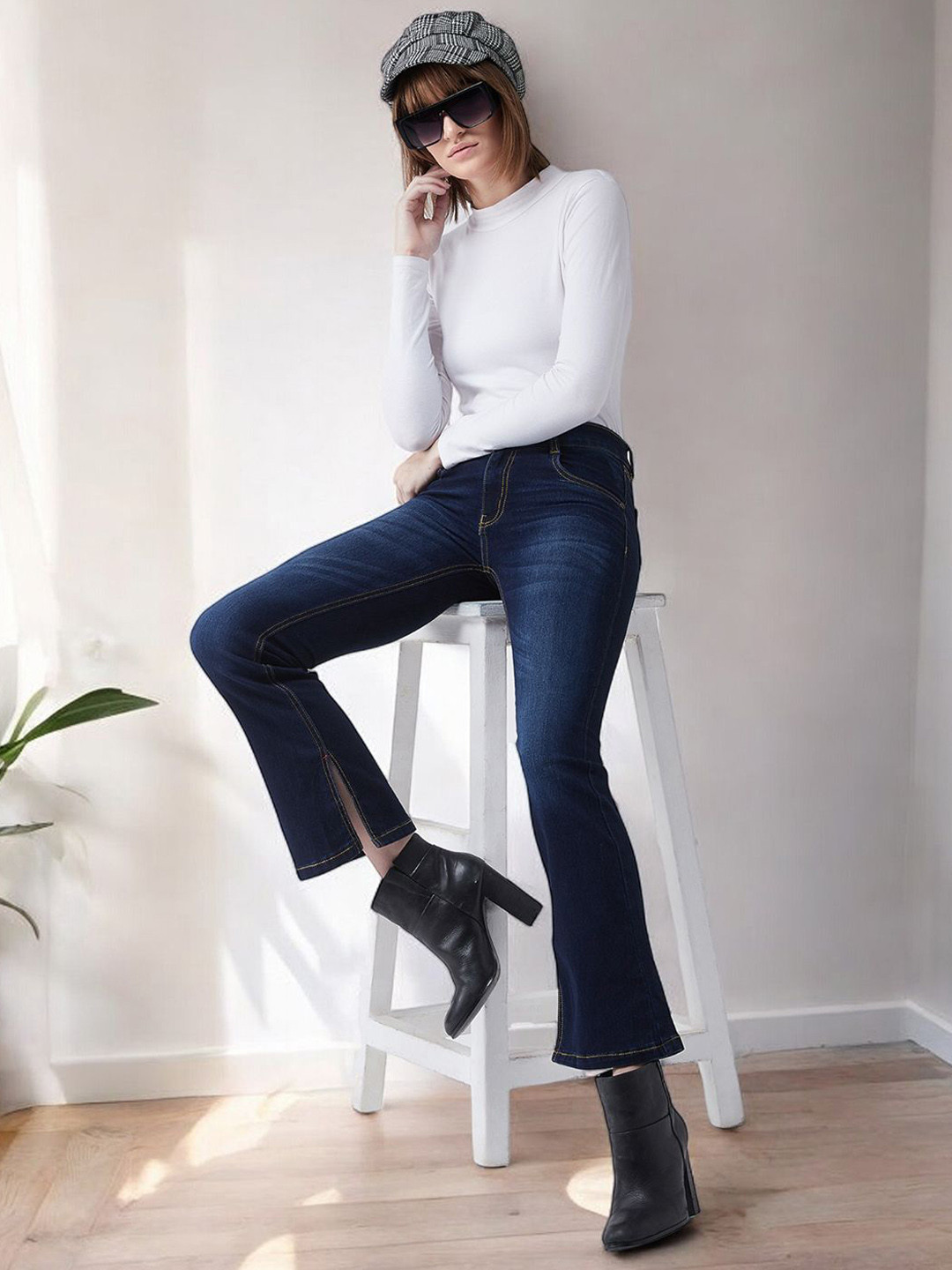 Miss Chase Women Bootcut Mid Rise Light Fade Stretchable Jeans