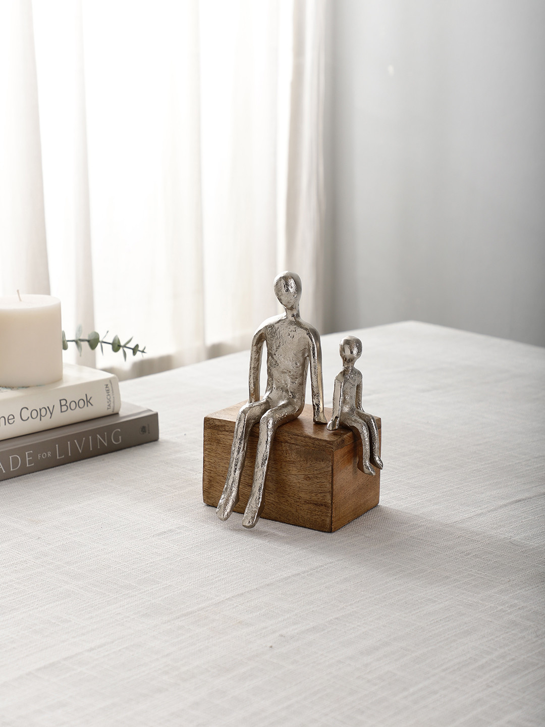 Maison Modern Generations Embrace Silver Metal Metallic Living Room Medium Showpiece - 8.1 Inches