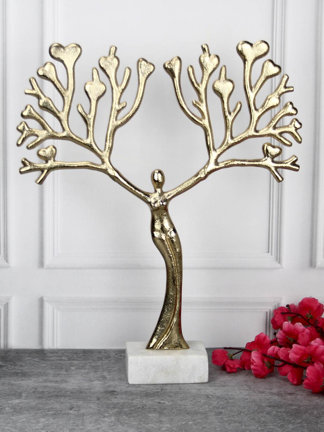 Maison Modern Branching Love Beige Metal Metallic Living Room Large Showpiece - 17.3 Inches