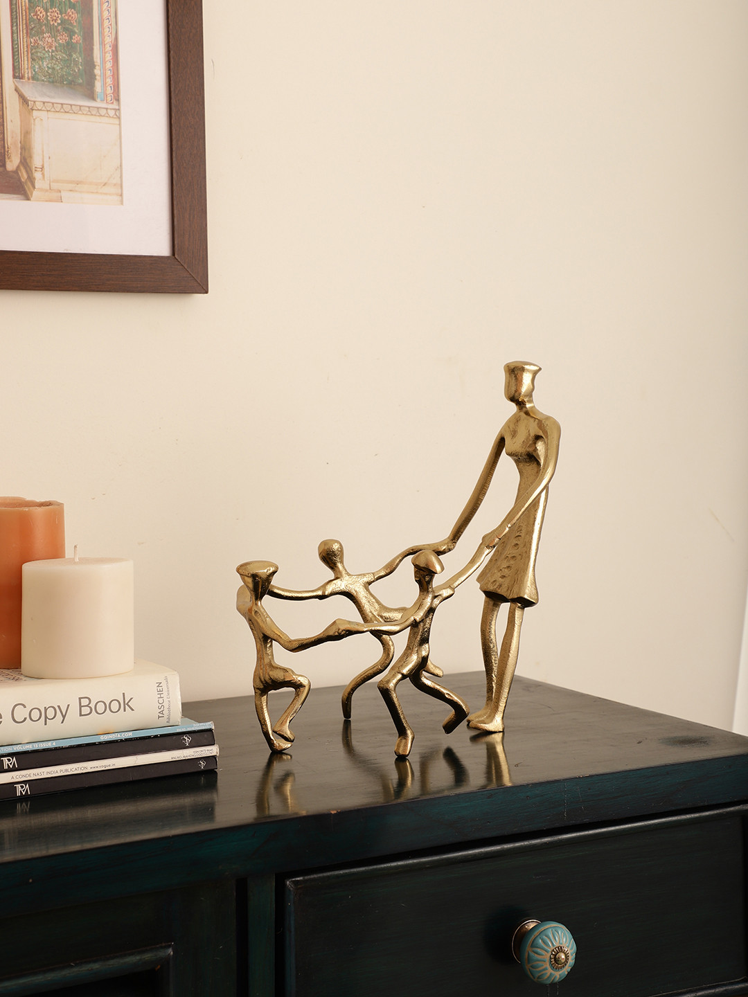 Maison Modern Togetherness Mother and Kids Gold Metal Metallic Living Room Medium Showpiece - 11.2 Inches