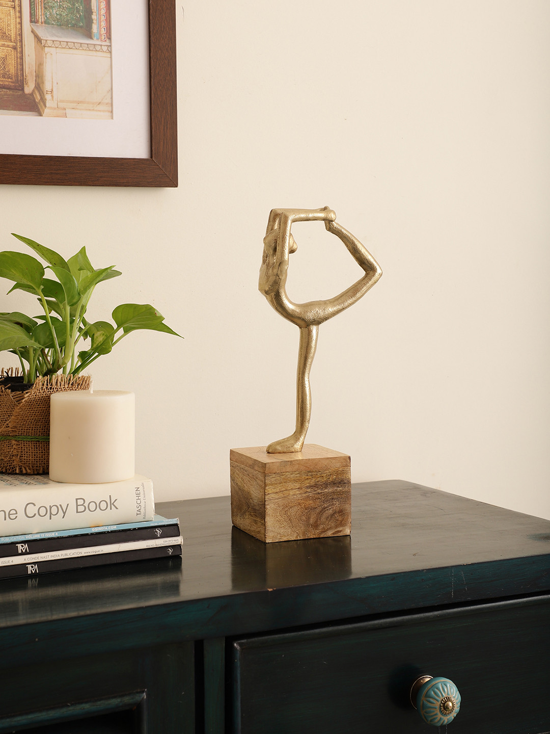 Maison Modern Balanced Blythe Yoga Lady Gold Metal Metallic Living Room Medium Showpiece - 12.4 Inches