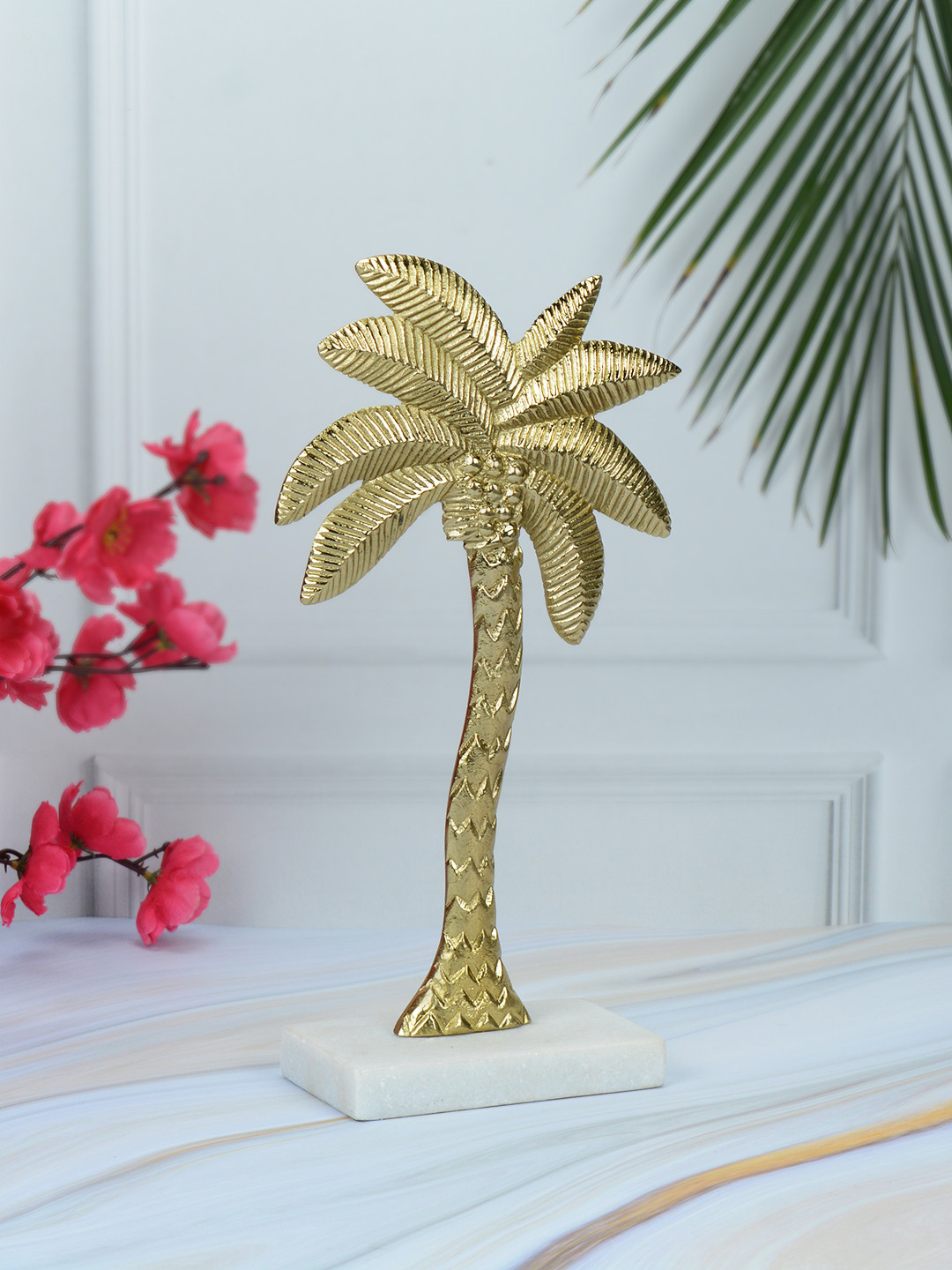Maison Modern Coastal Palm Tree Gold Metal Metallic Living Room Medium Showpiece - 12.6 Inches