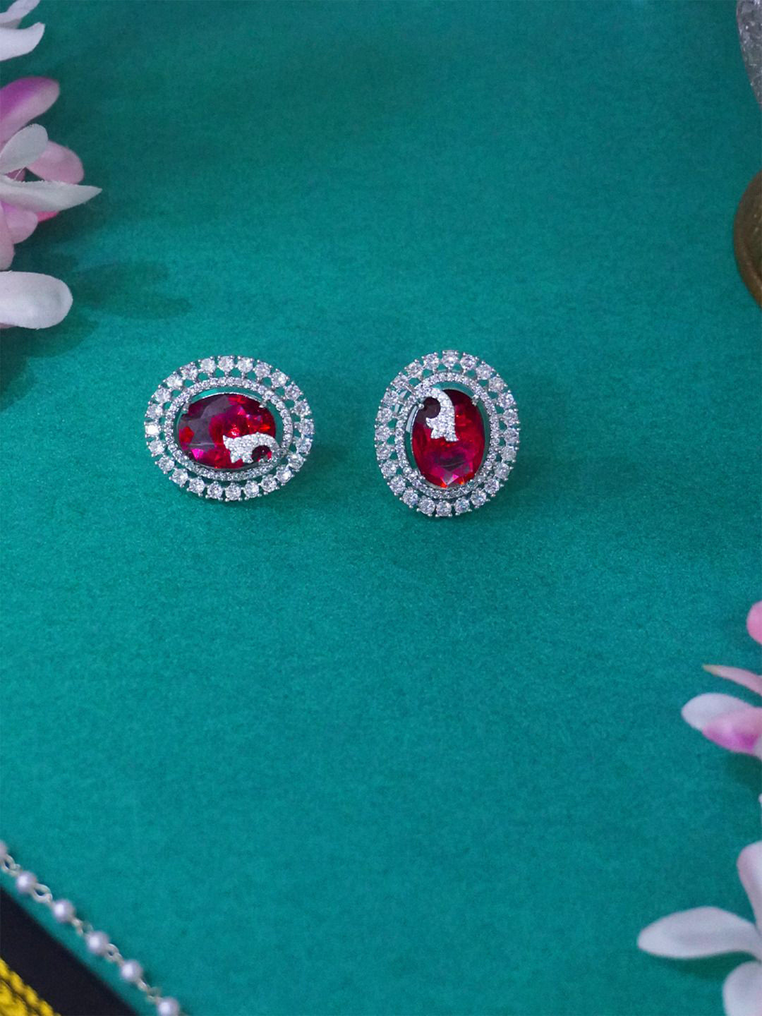 Niscka Stainless Steel Rhodium-Plated Oval Studs