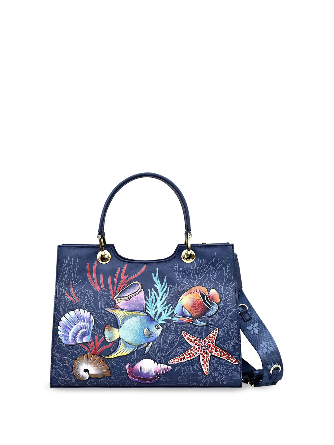 Anuschka Floral Printed Leather Structured Tote Bag