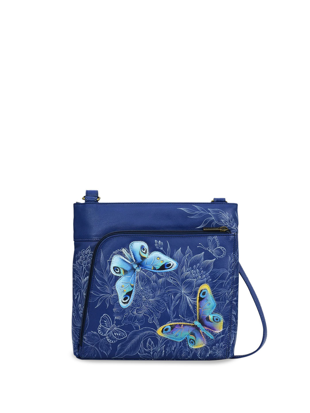 Anuschka Women Garden of Delights Hand Painted Leather Crossbody Handbag