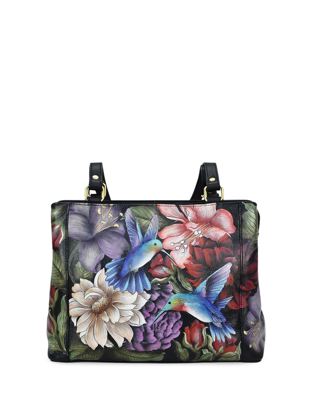 Anuschka Women Hummingbird Heaven Hand Painted Leather Medium Everyday Tote Handbag