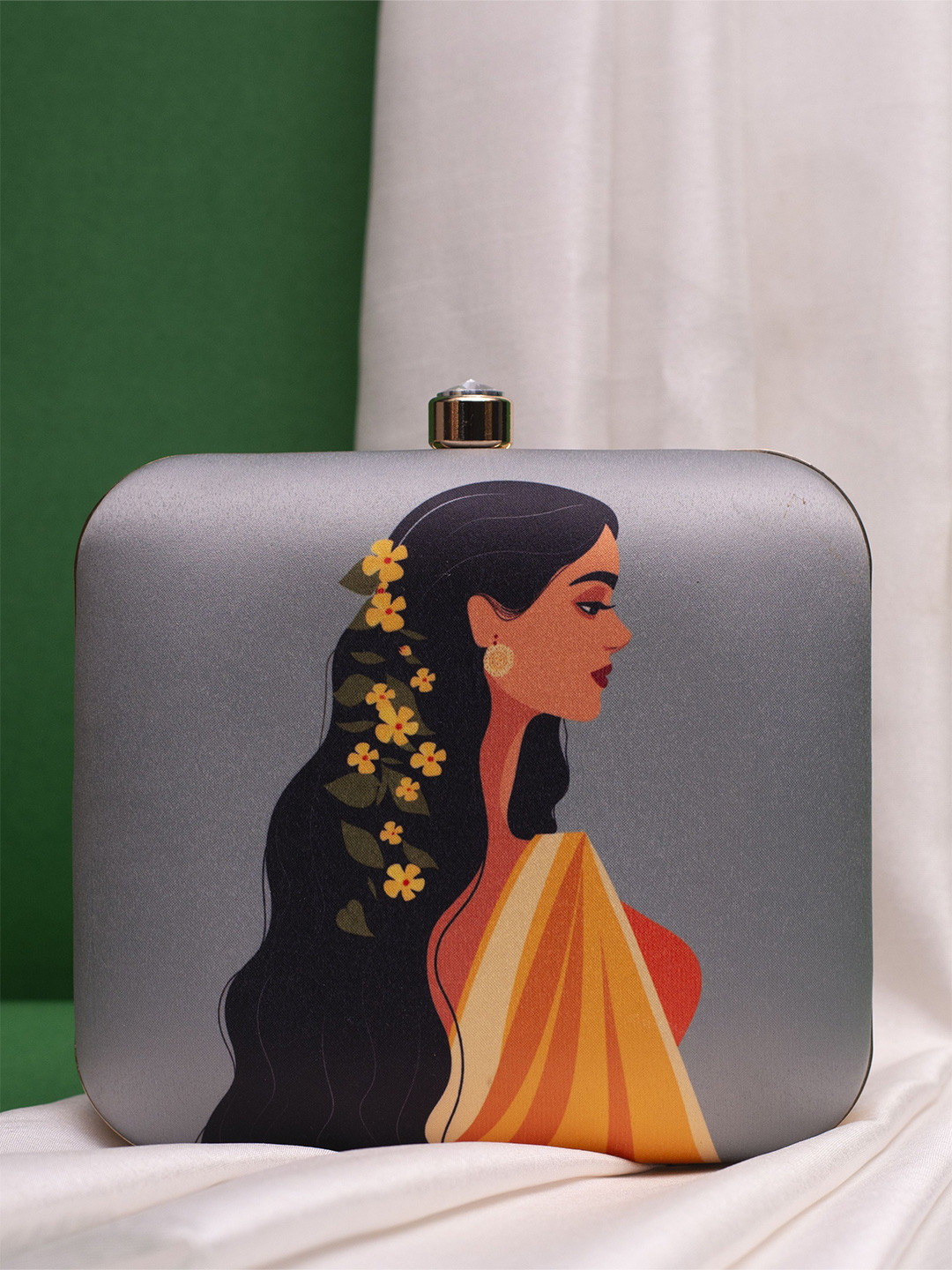 ARTKLIM Based Floral Hair Lady Printed Box Clutch