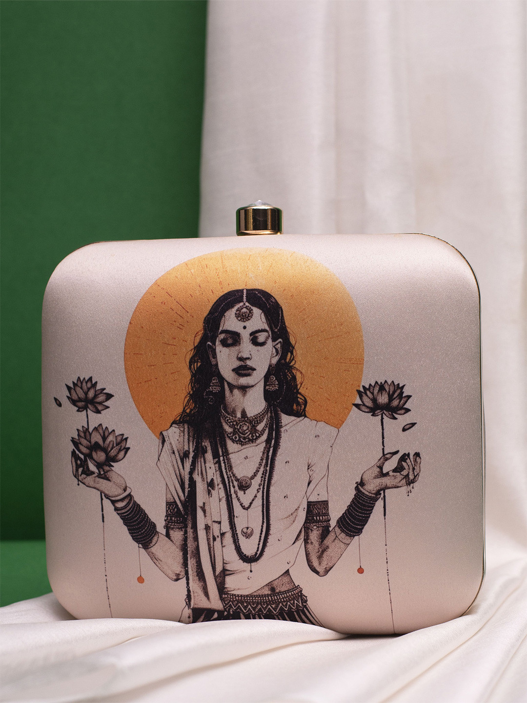ARTKLIM Goddess Lakshmi Printed Box Clutch