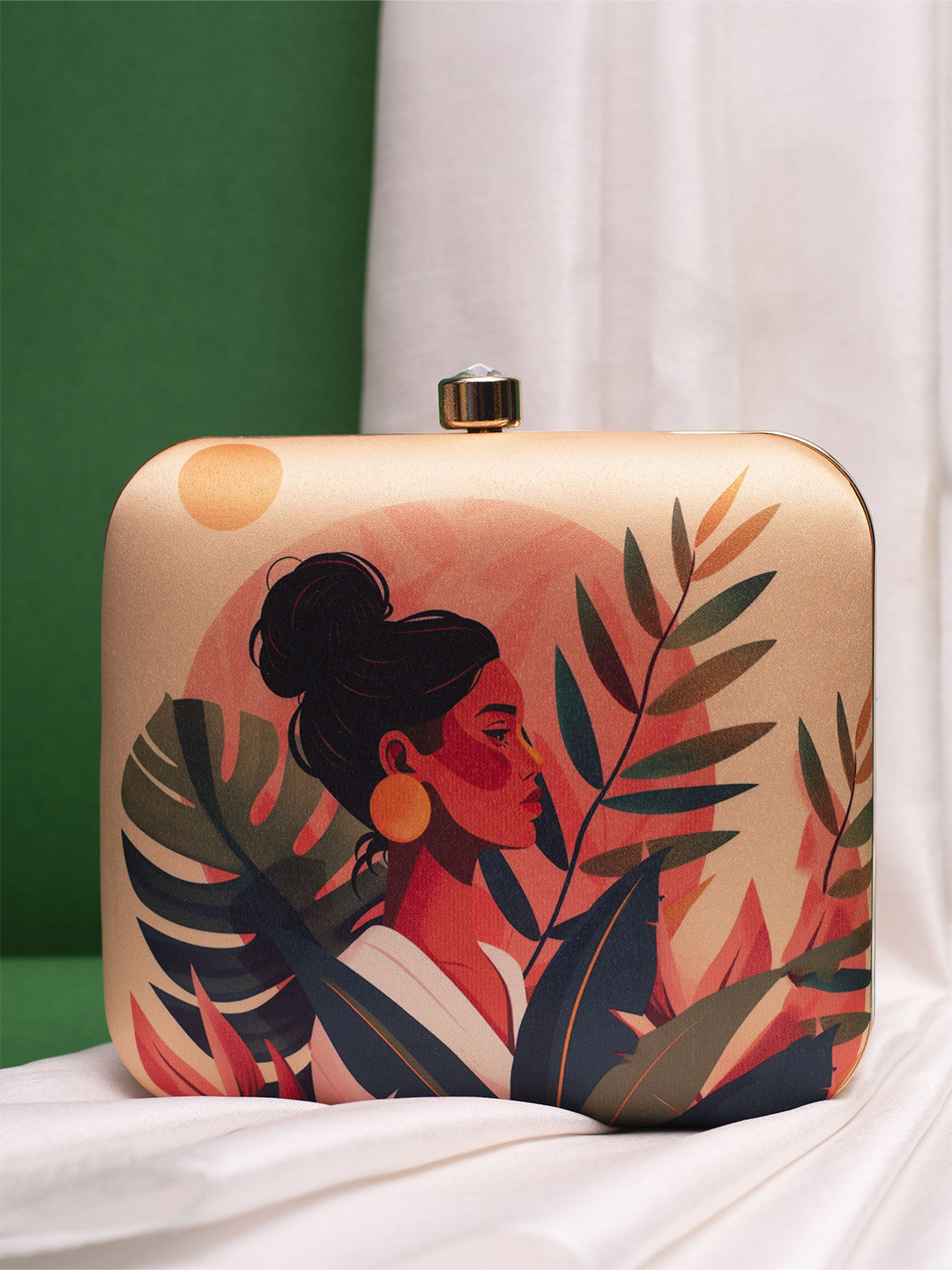 ARTKLIM Portrait Printed Box Clutch