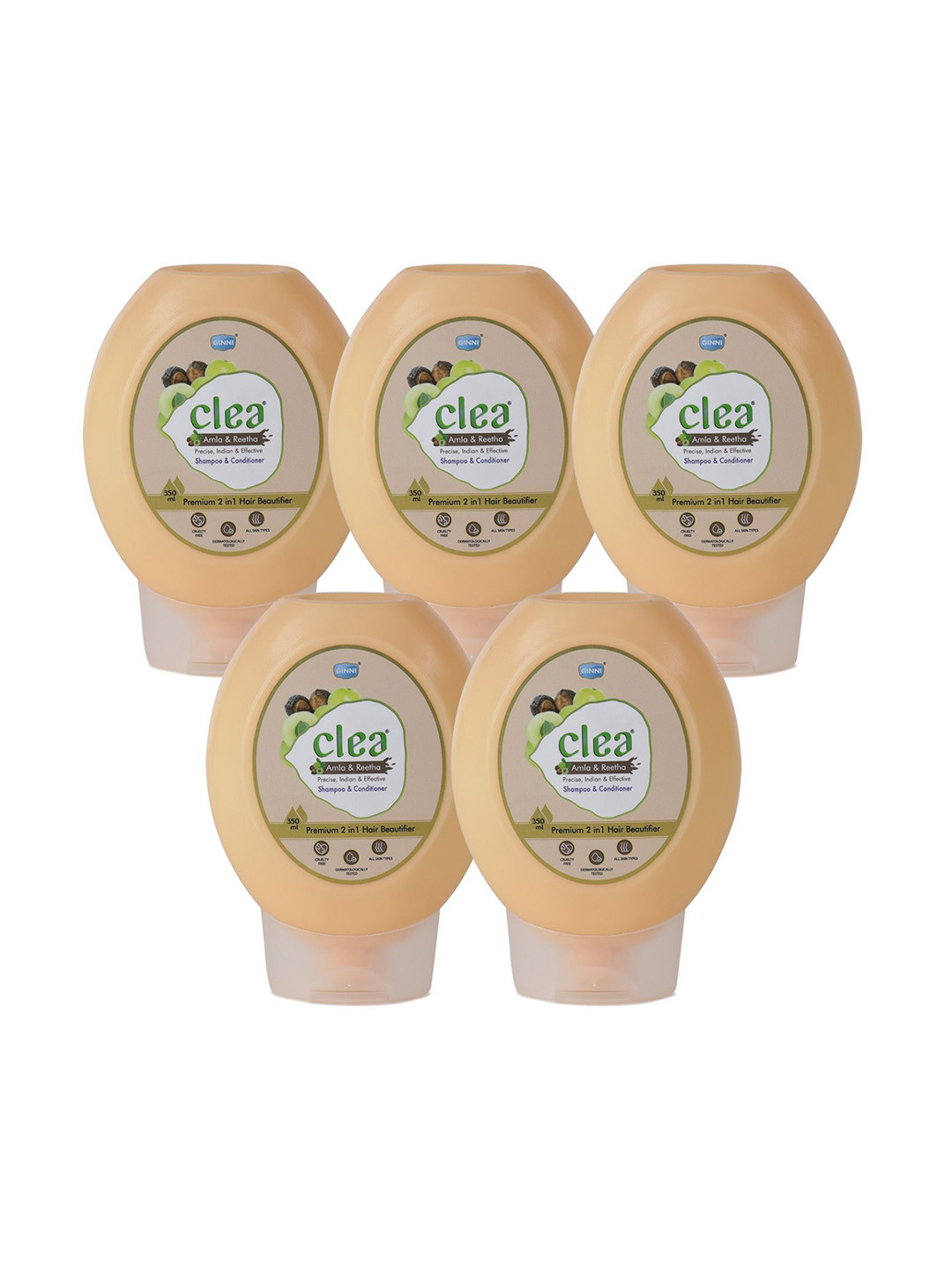 Clea Set Of 5 Amla & Reetha Shampoo & Conditioner 2 In 1 Hair Beautifier- 350ml Each