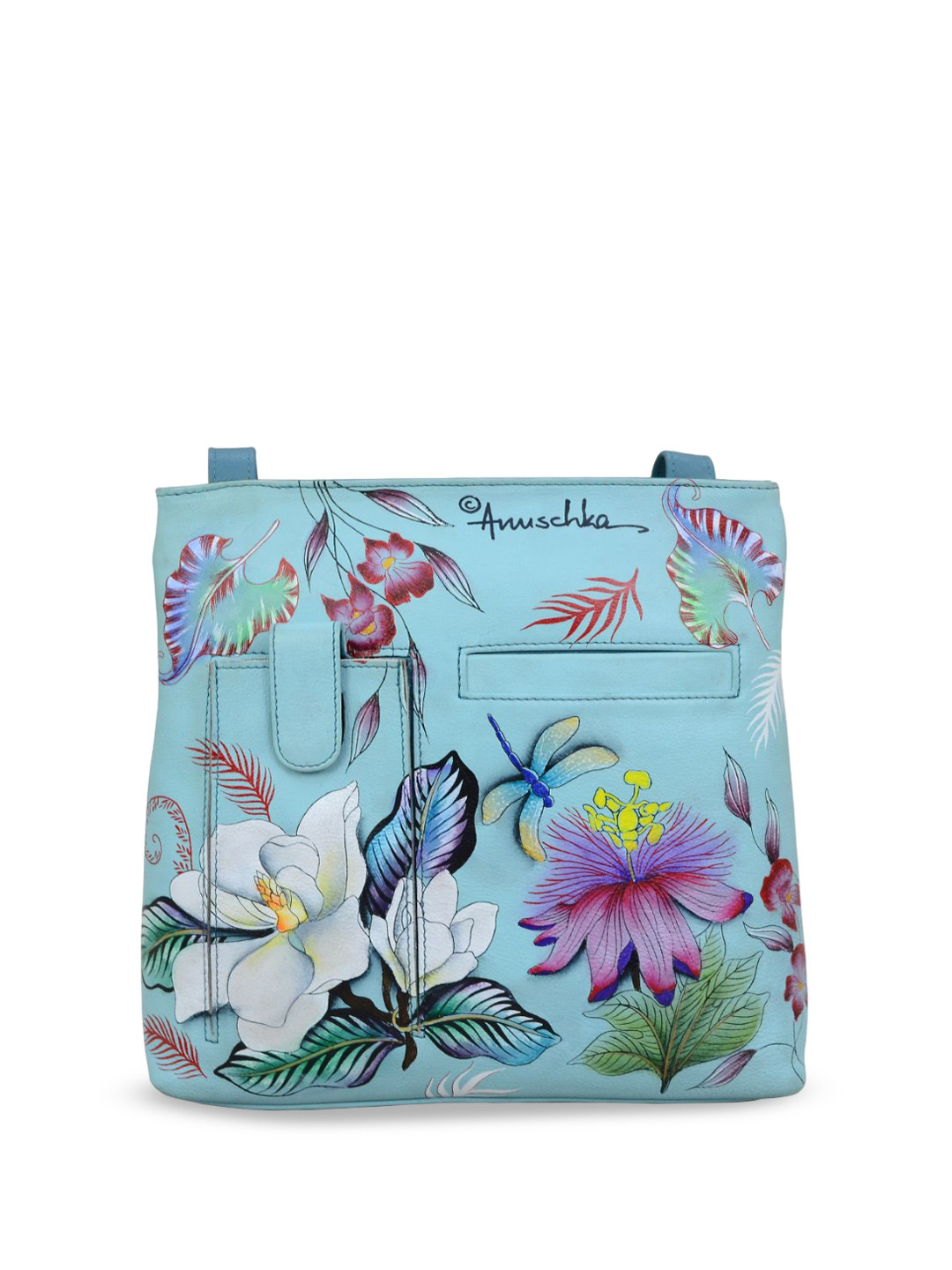 Anuschka Women's Jardin Bleu Handpainted Leather Medium Crossbody