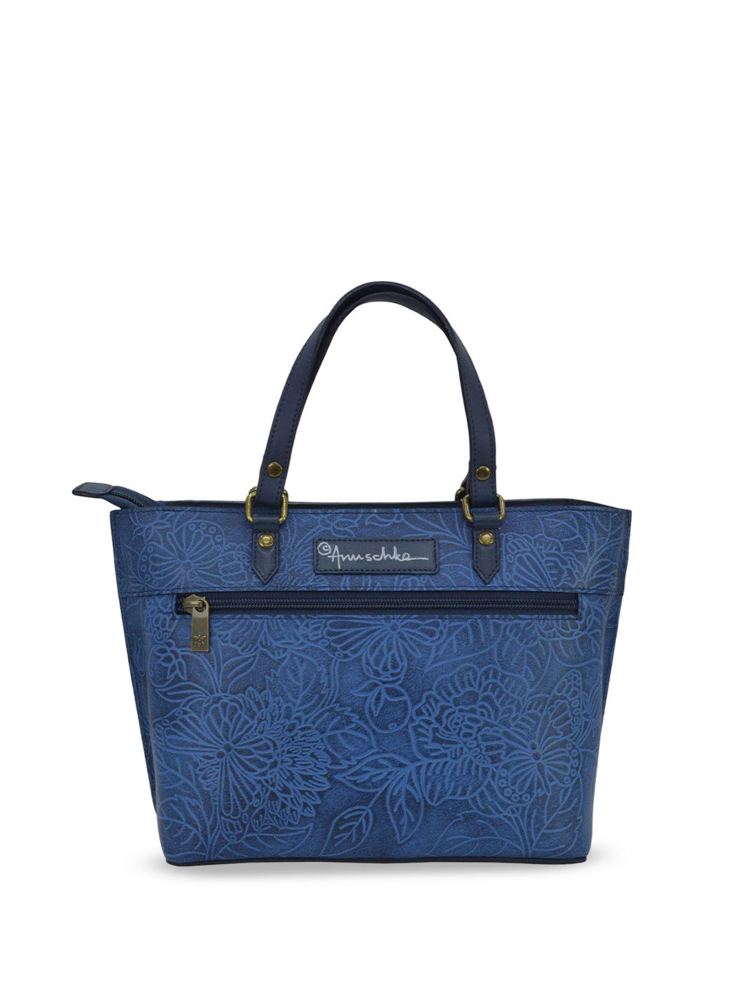 Anuschka Women Tooled Butterfly Ocean Hand Painted Leather Medium Tote