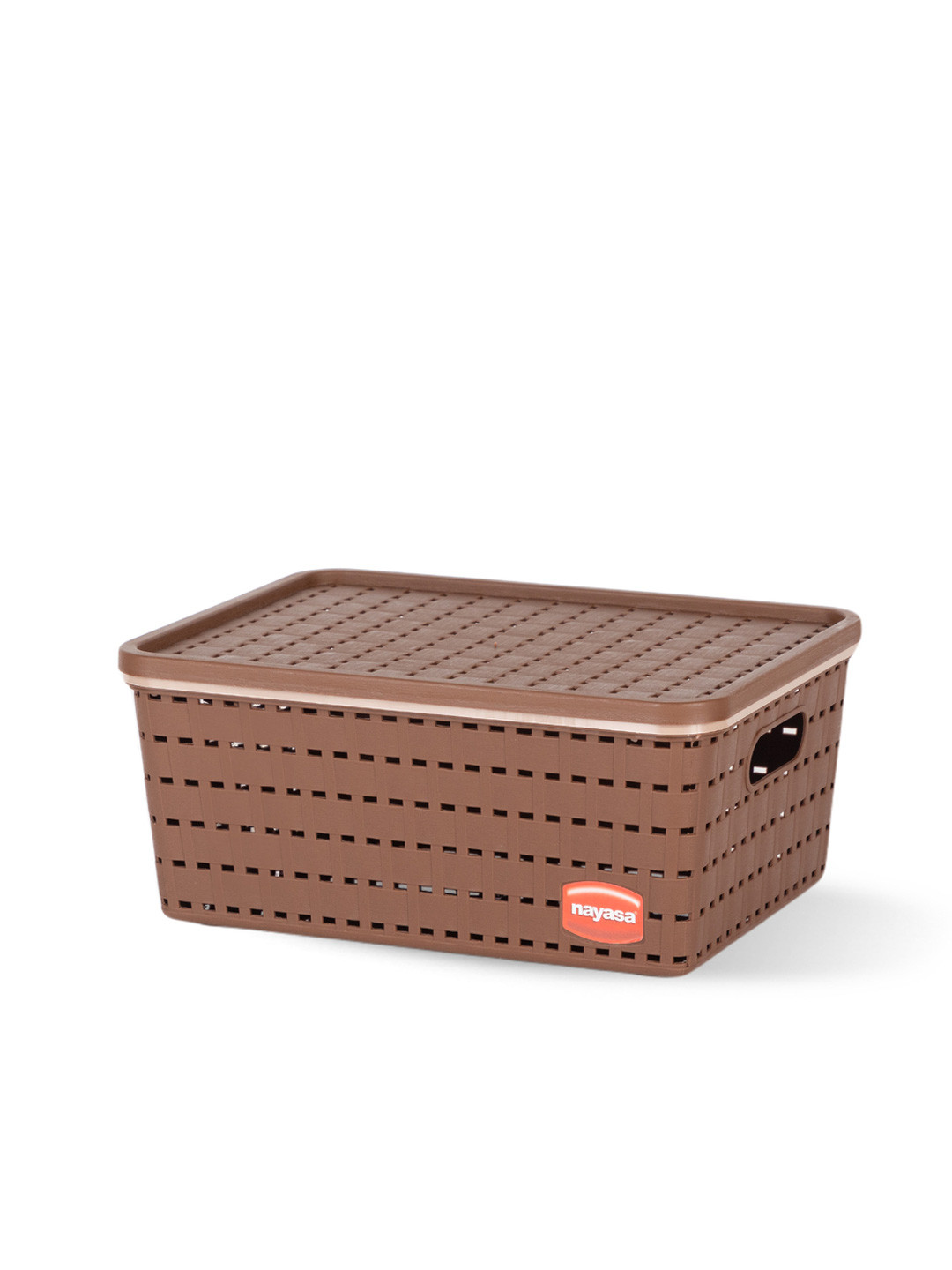 Nayasa Gloria Brown Medium Multipurpose Organizer Basket With Lid