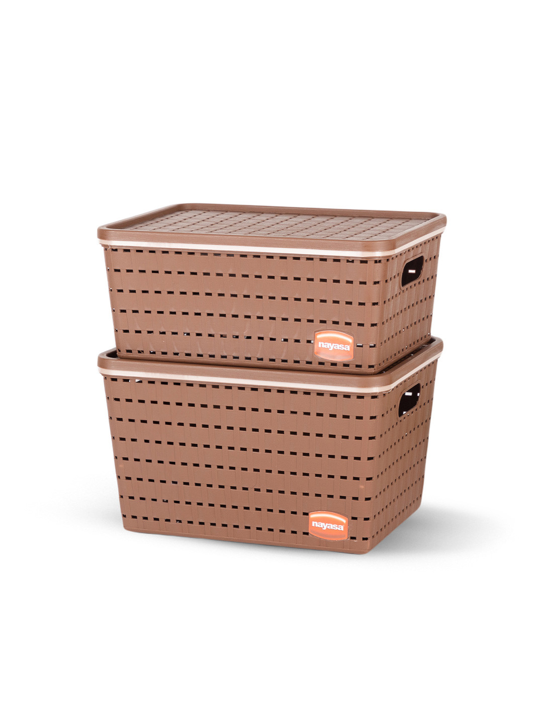 Nayasa Gloria Set of 2 Brown Multipurpose Organizer Baskets - Medium & Large