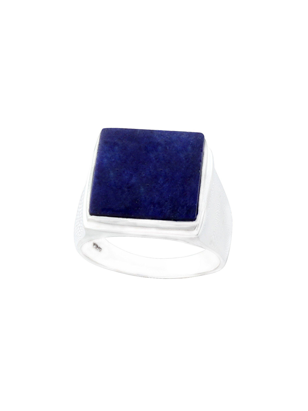Exotic India Lapis Lazuli Stone Square Sterling Silver Ring