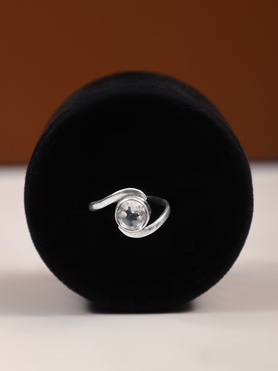 Exotic India Sterling Silver Round Shape Gemstone Ring