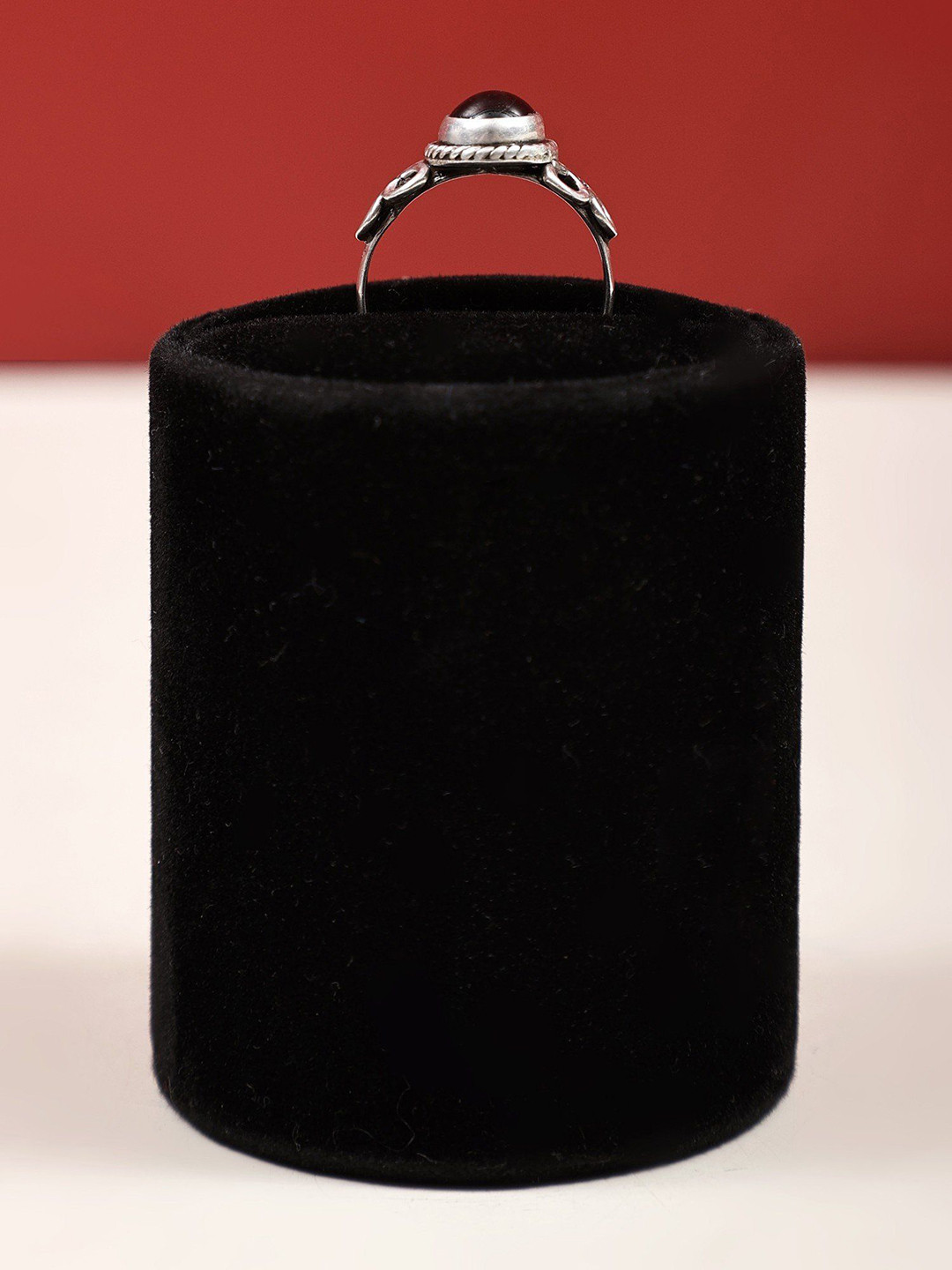 Exotic India Black Onyx Gemstone Oval Shape Designer Sterling Silver Ring