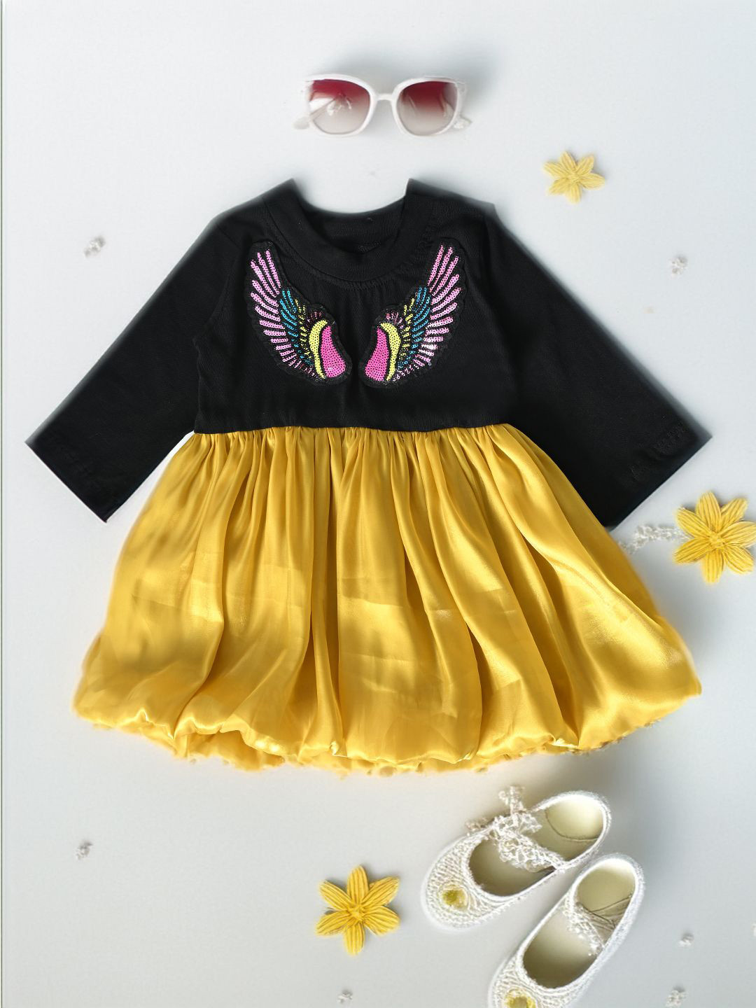 Bella Moda Girls Embellished Patchwork Fit & Flare Dress