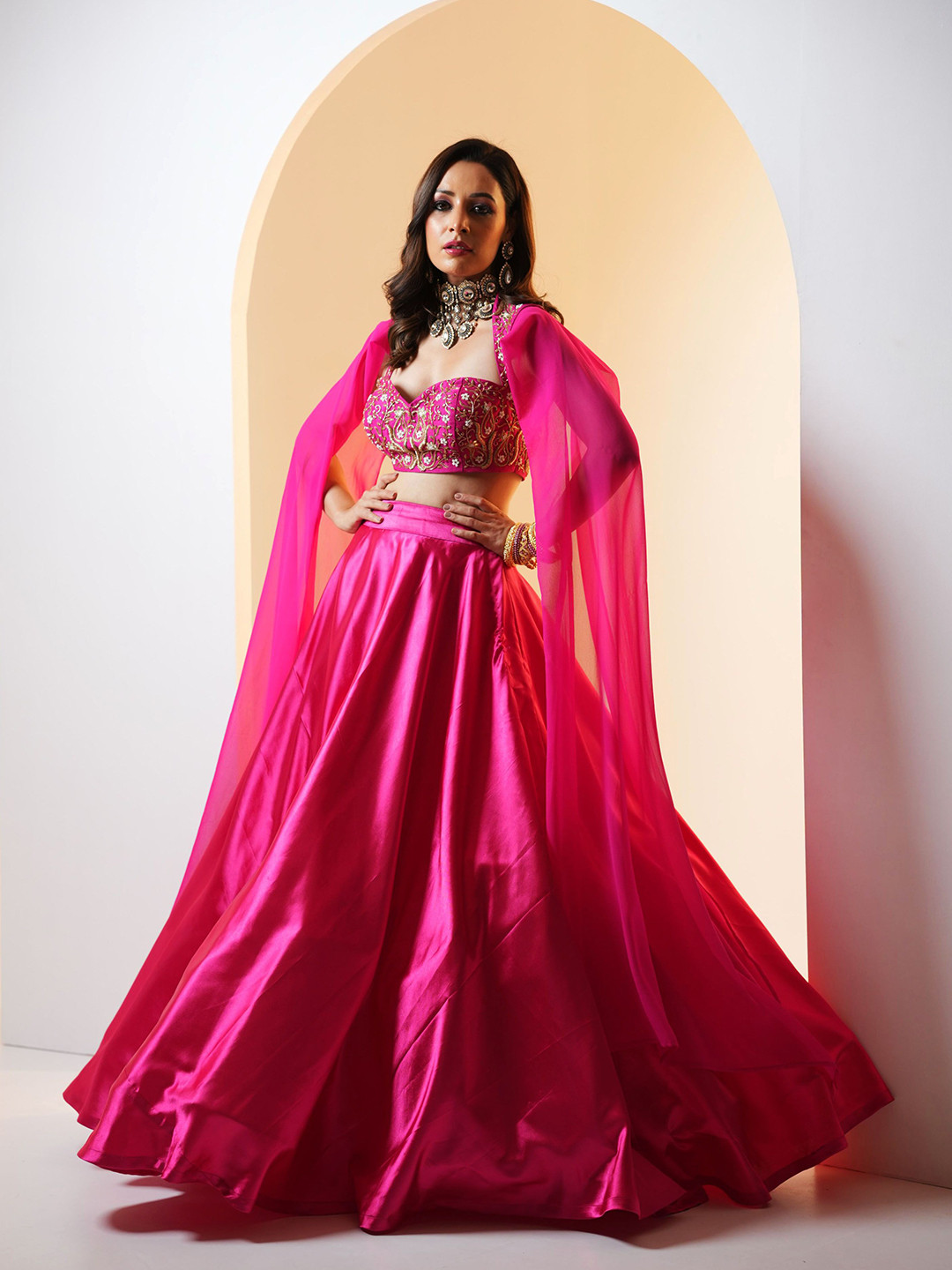 Rashika Sharma Embroidered Mirror Work Satin Made to Measure Lehenga & Blouse