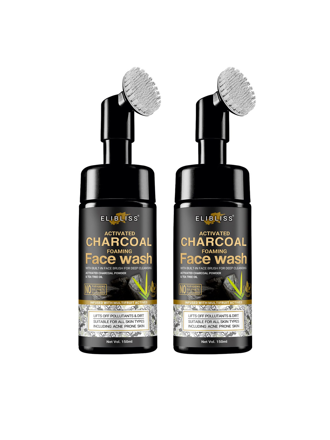 ELIBLISS Set Of 2 Activated Charcoal Foaming Face Wash - 150ml Eacj