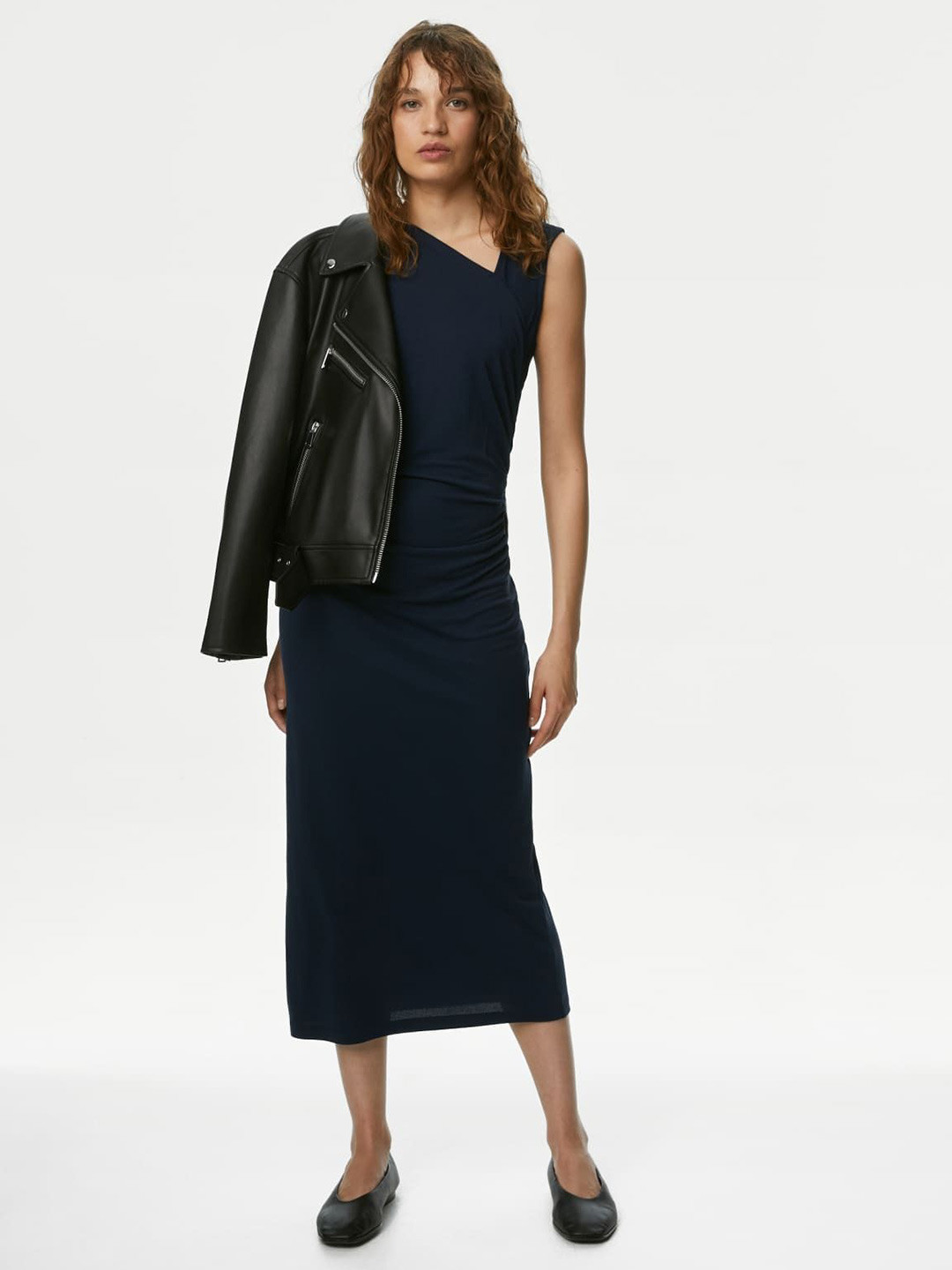 Marks & Spencer Asymetric Neck Sleeveless Sheath Midi Dress
