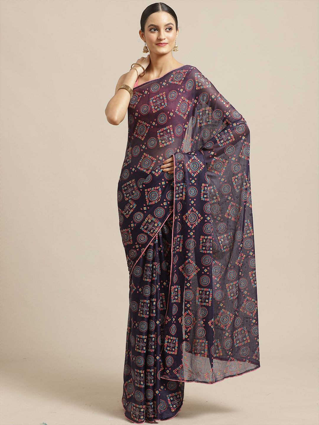 Anouk Rustic Geometric Bandhani Saree
