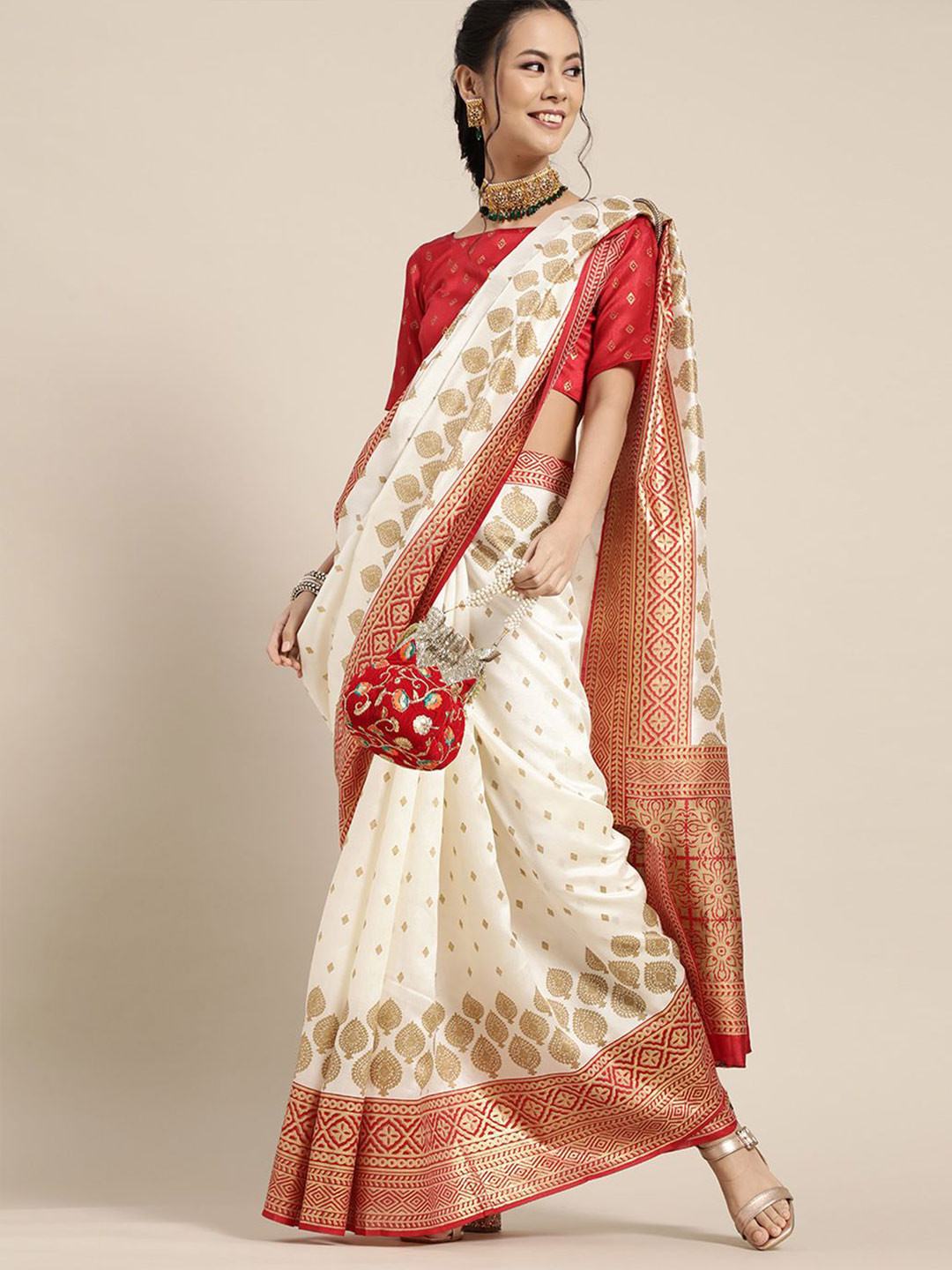 Anouk Rustic Ethnic Motifs Zari Patola Saree