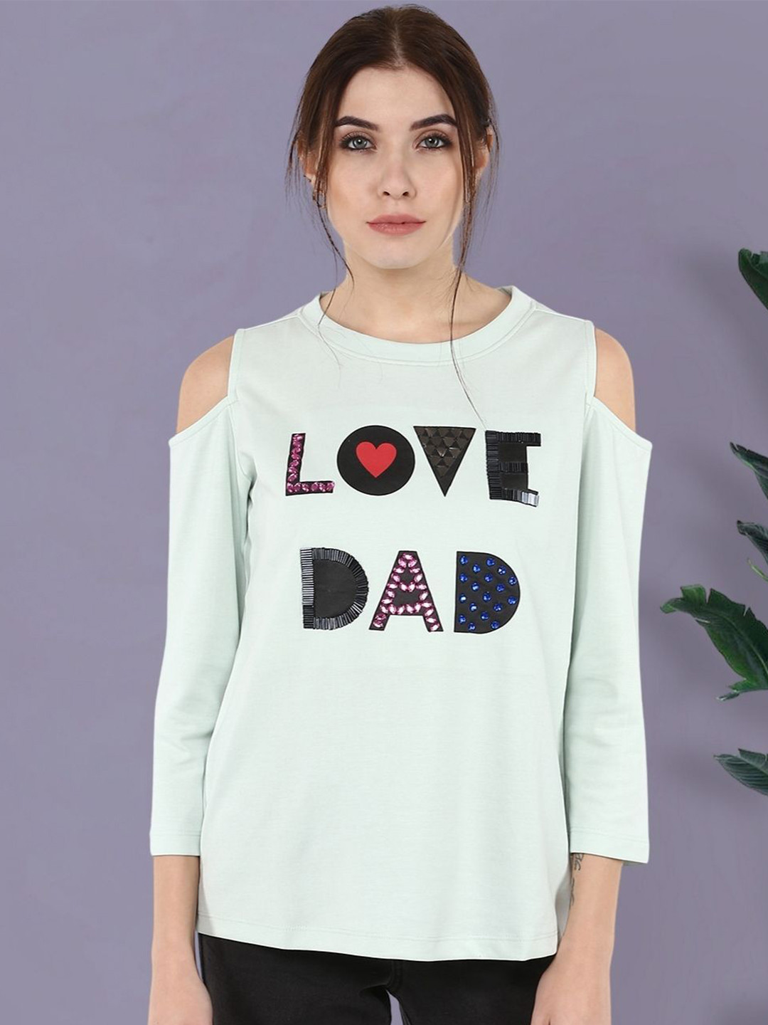 Moda Elementi Print Cold-Shoulder Top