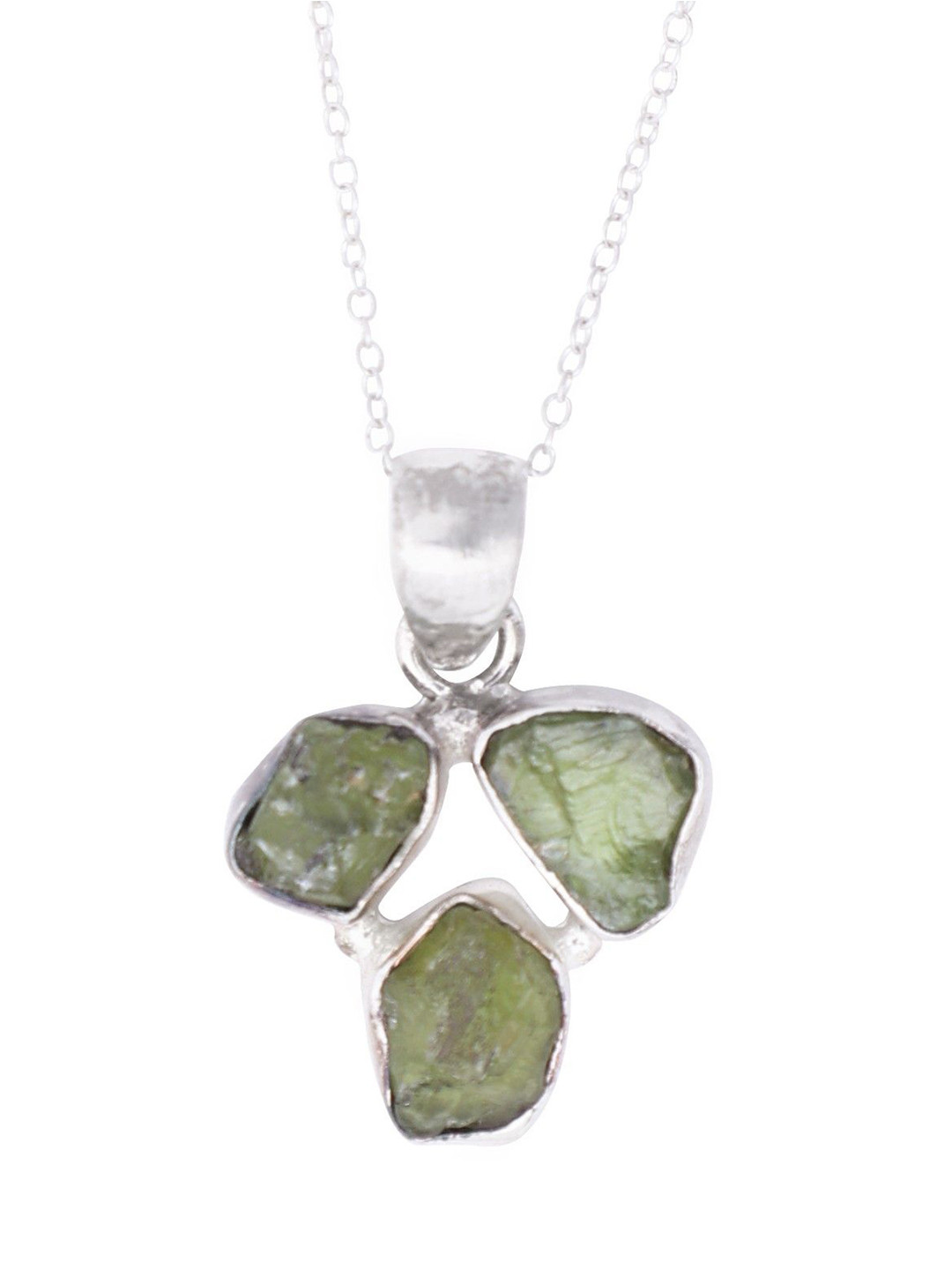 Exotic India Rugged Peridot Gemstone Sterling Silver Pendant