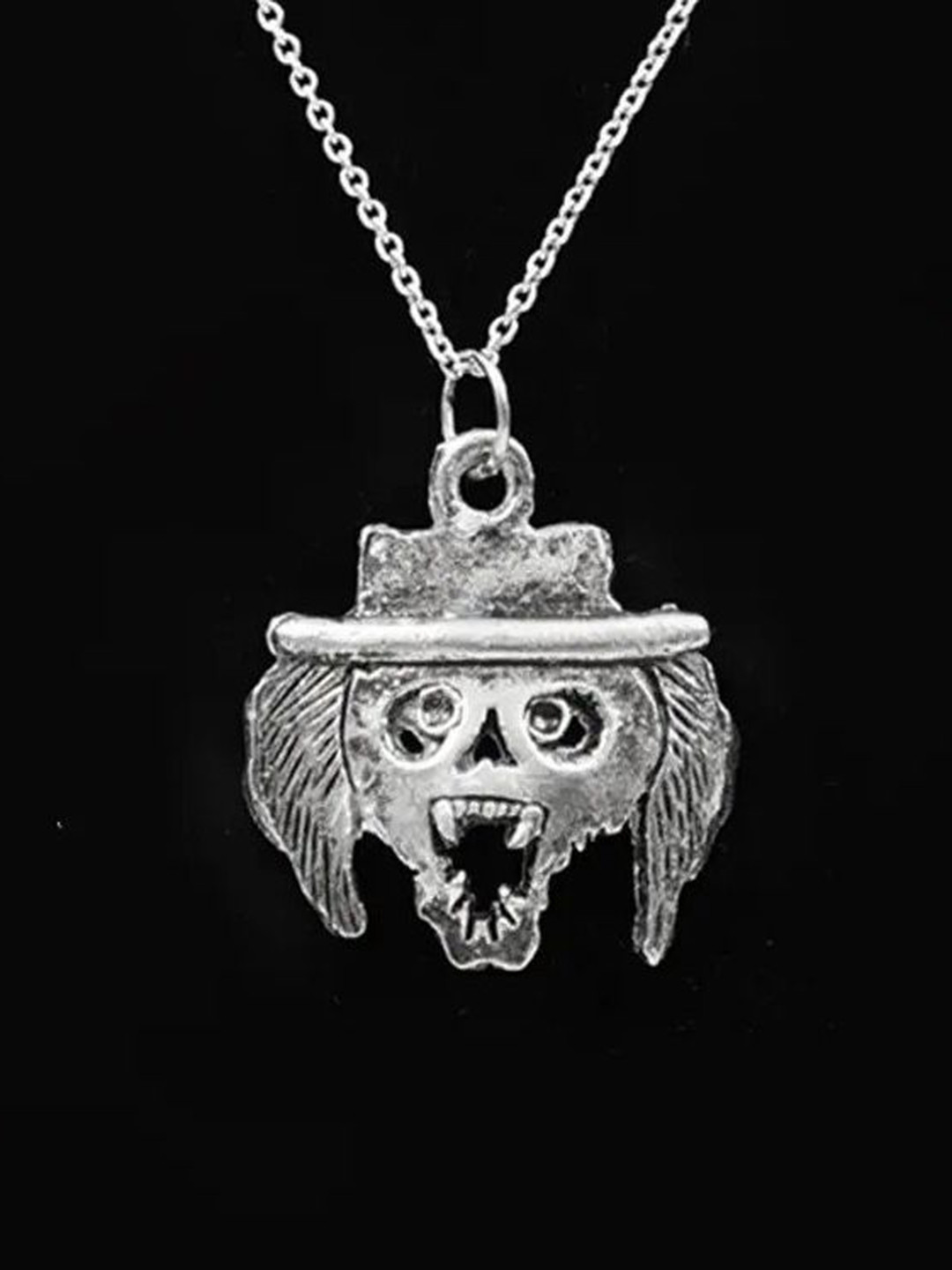 Exotic India Sterling Silver Skull with Hat Pendant