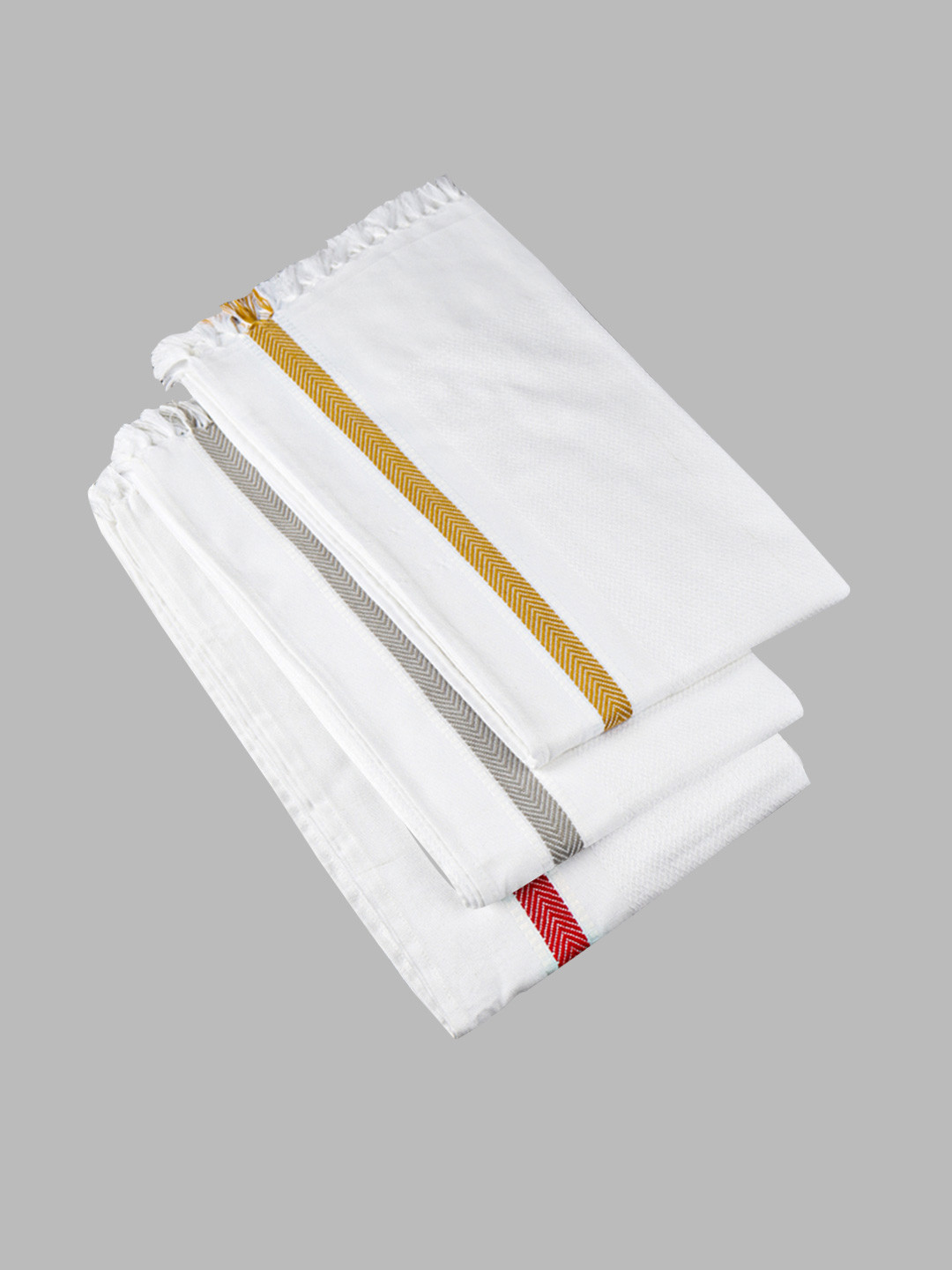 Ramraj Pack of 3 Pure cotton Solid White 180 GSM Towel Set