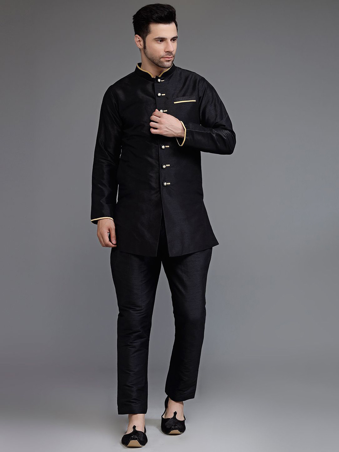 Utsav Fashion Straight Dupion Silk Kurta with Pyjamas