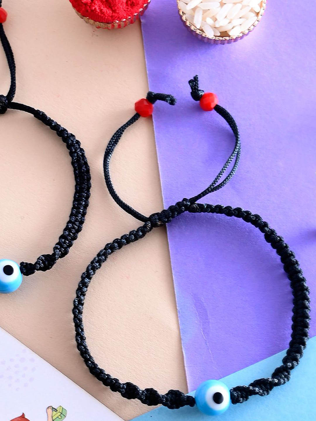 Ascension Set Of 2 Evil Eye Rakhis With Roli Chwal