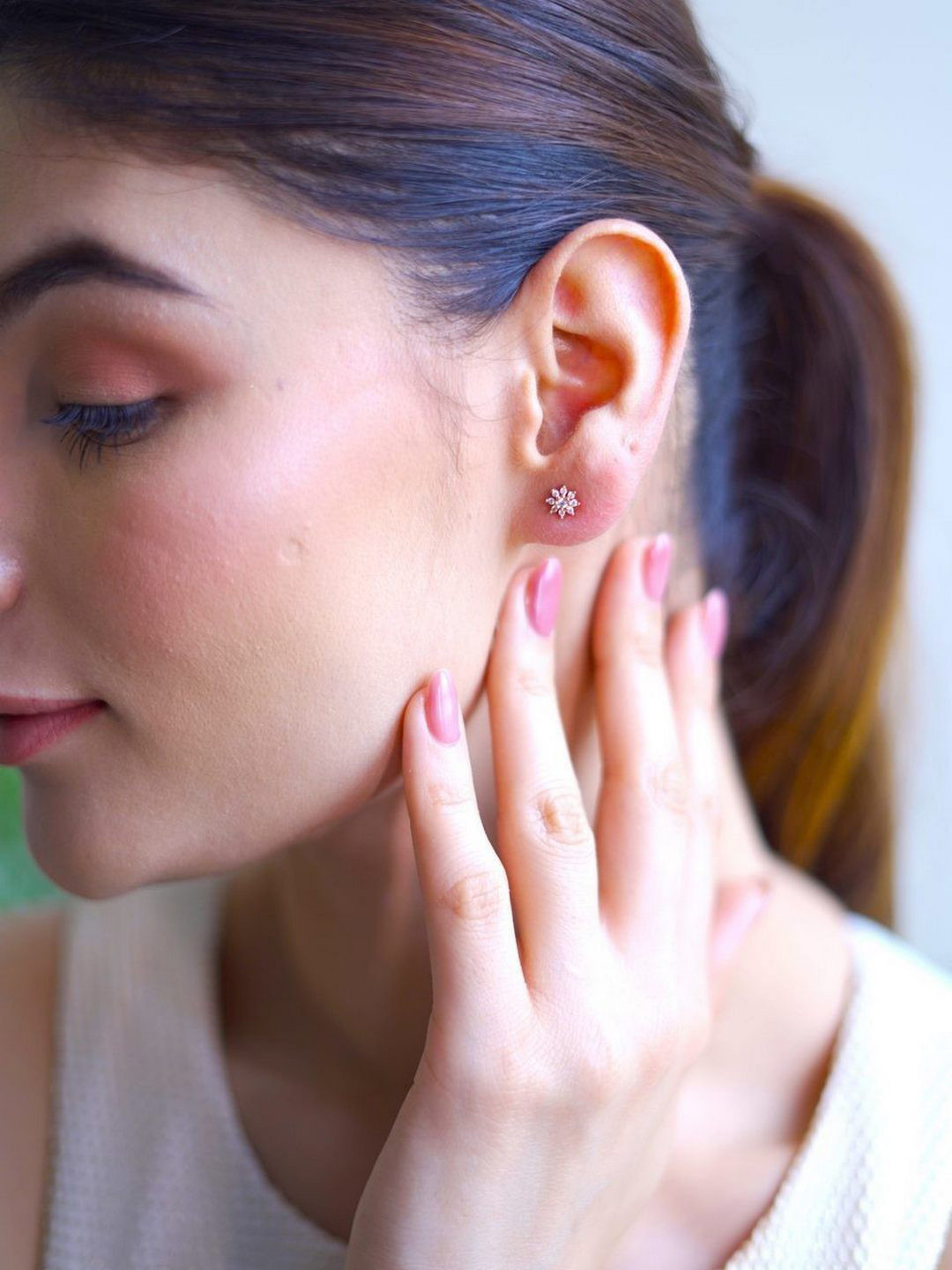 Zavya 925 Pure Silver Rose Gold-Plated Cubic Zirconia Studded Jewelry Set