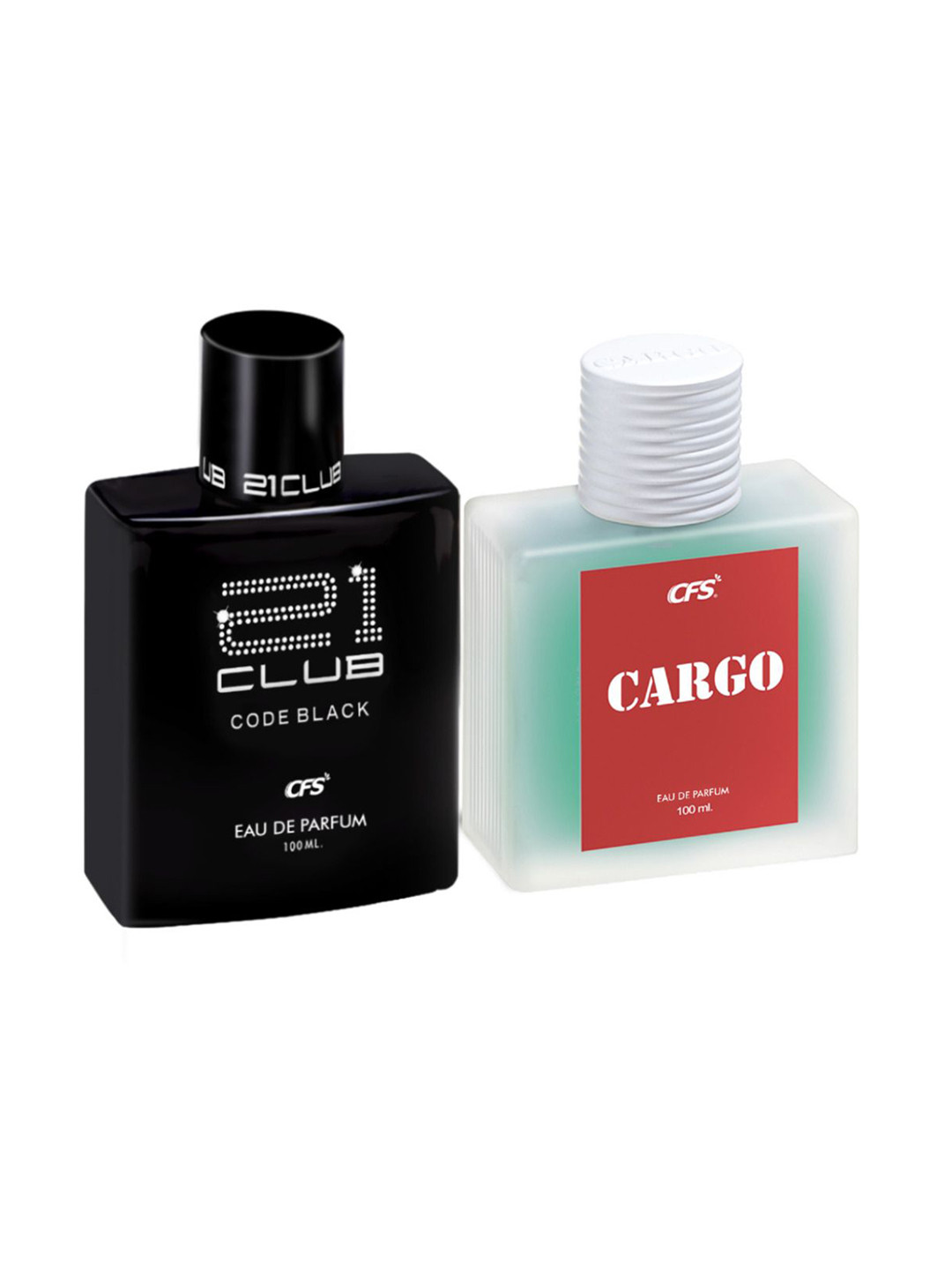 CFS 21 Club Code Black & Cargo Blue Set Of 2 Long Lasting Eau De Parfum - 100ml Each