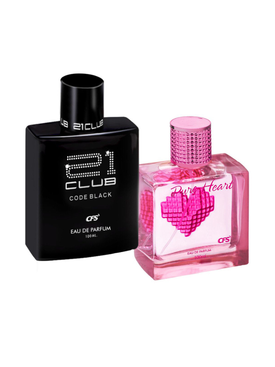 CFS 21 Club Code Black & Pure Heart Pink Set Of 2 Long Lasting Eau De Parfum - 100ml Each