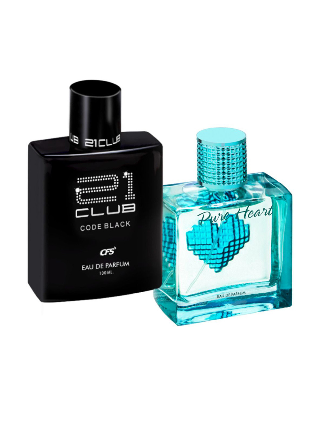 CFS Set of Code Black 21 Club & Pure Heart Blue Long lasting Eau De Parfum - 100 ml each