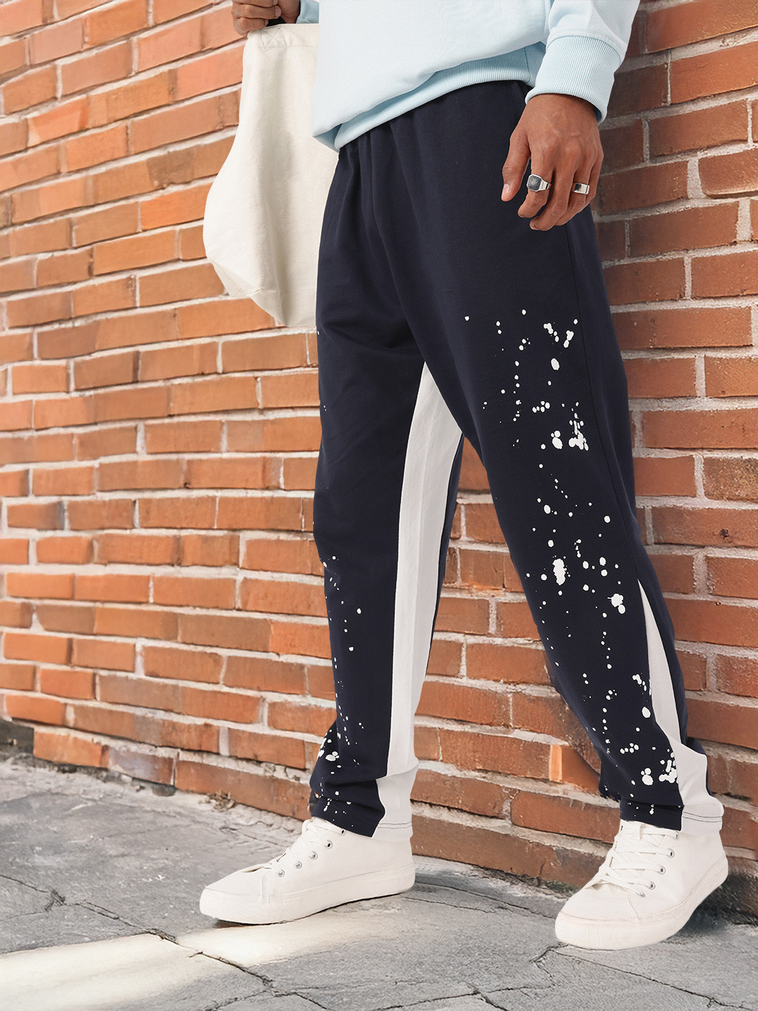 Kook N Keech Men Relaxed Fit Paint Splatter Side Panel Track Pants