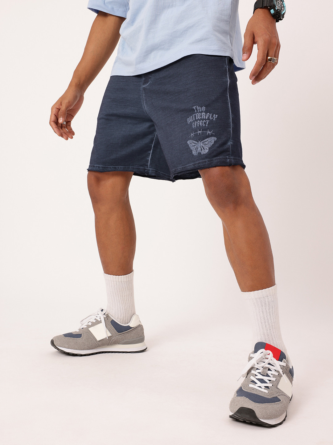 Kook N Keech Men Printed Cotton Terry Washed Loose Shorts