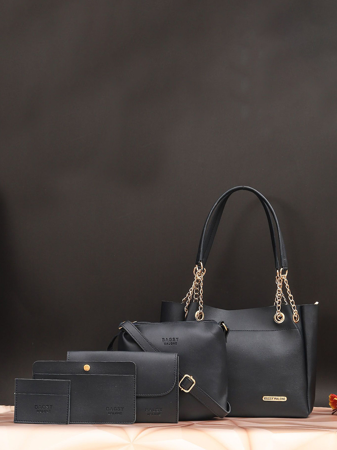 Bagsy Malone Set of 5 Women Solid PU Oversized Structured Shoulder Bag