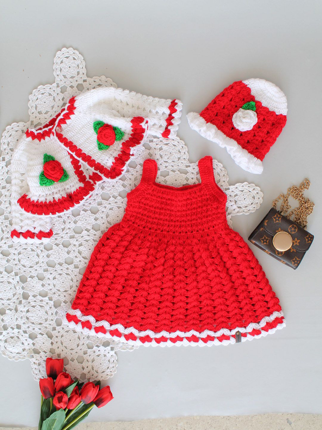 Woonie Girls Sleeveless Cotton Fit & Flare Dress With Cap and Matching Jacket