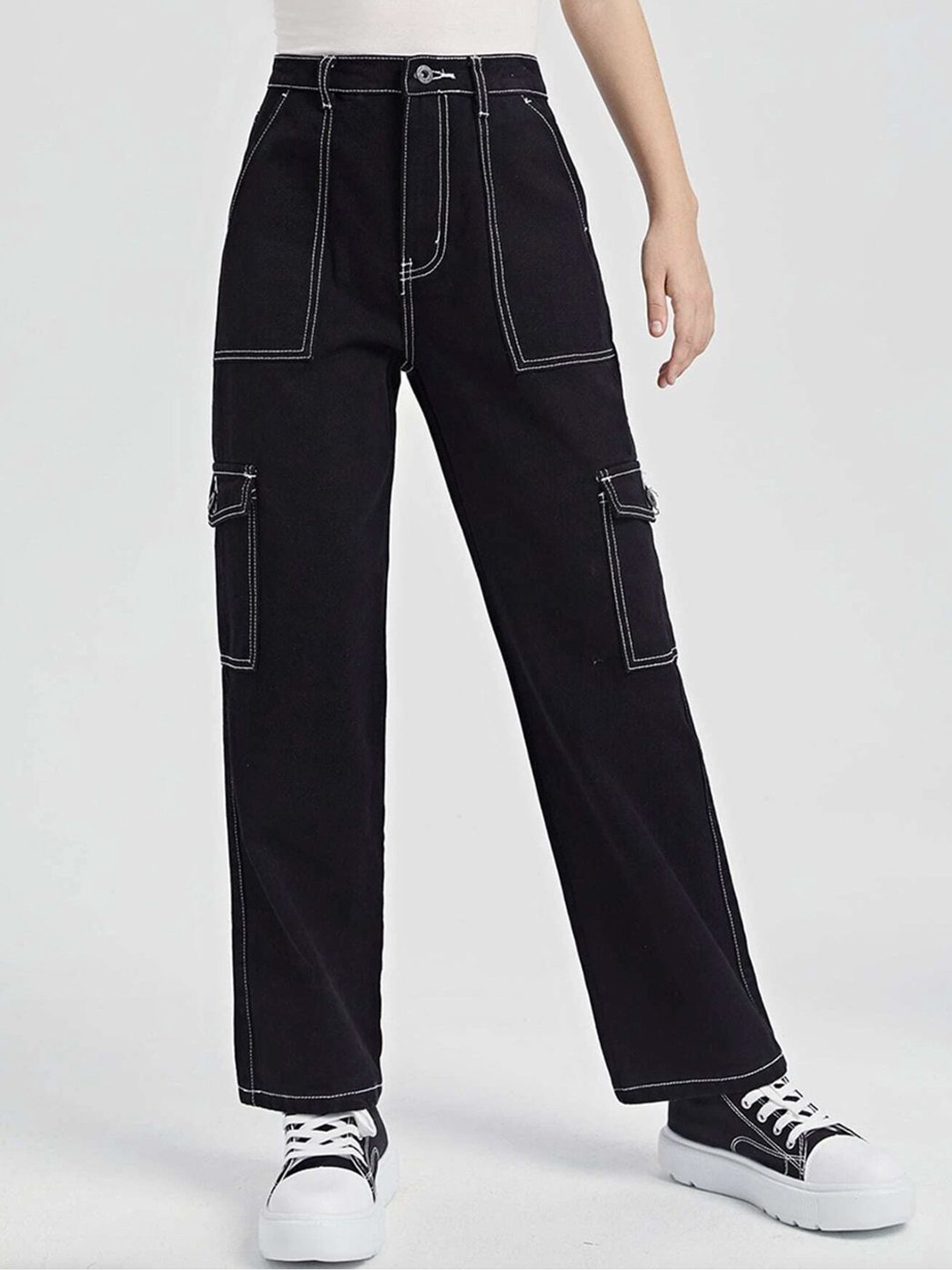 MASTERLY WEFT Women Super Relaxed Fit High-Rise Low Distress Stretchable Jeans