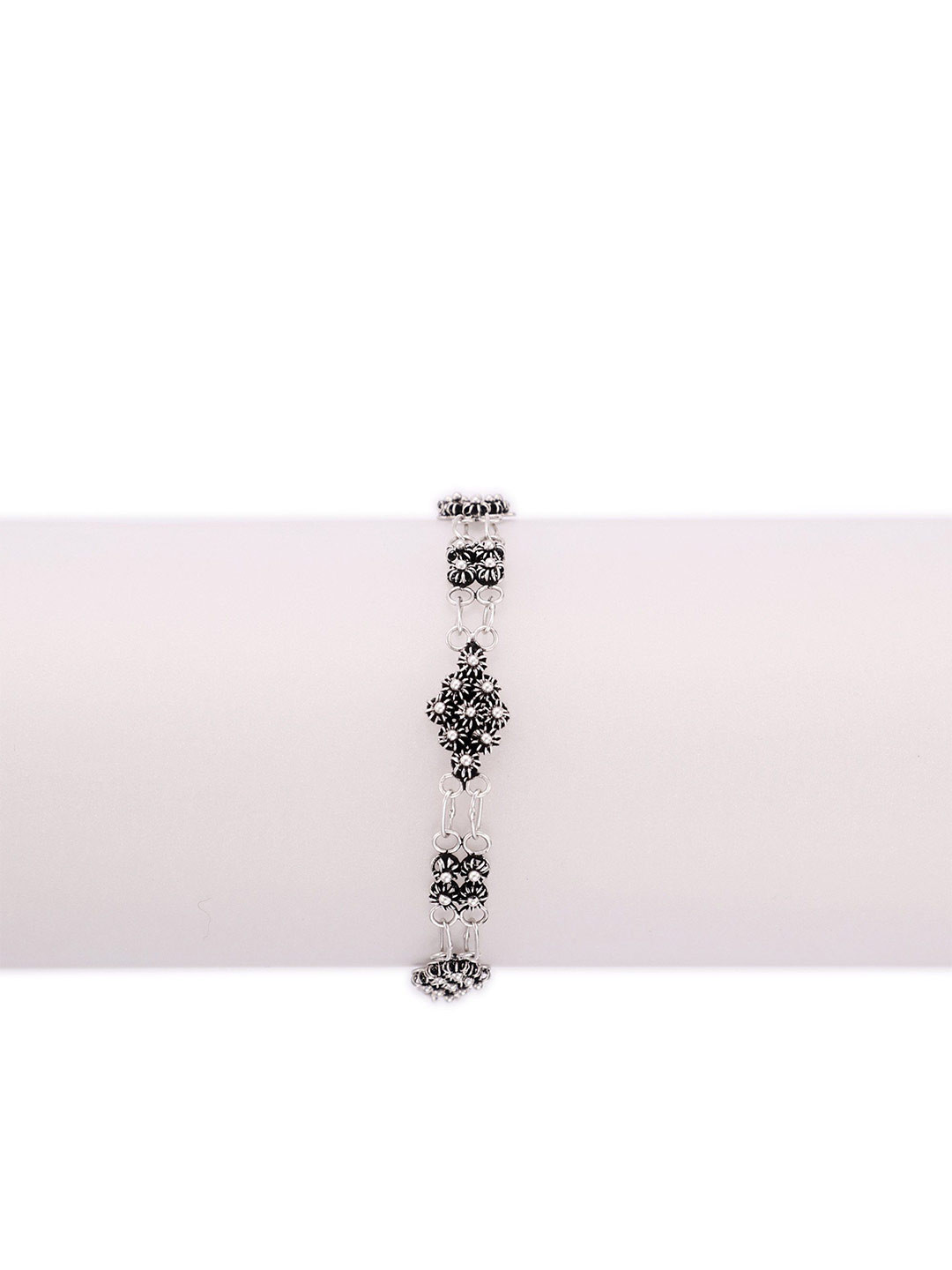 Exotic India Sterling Silver Floral Design Bracelet