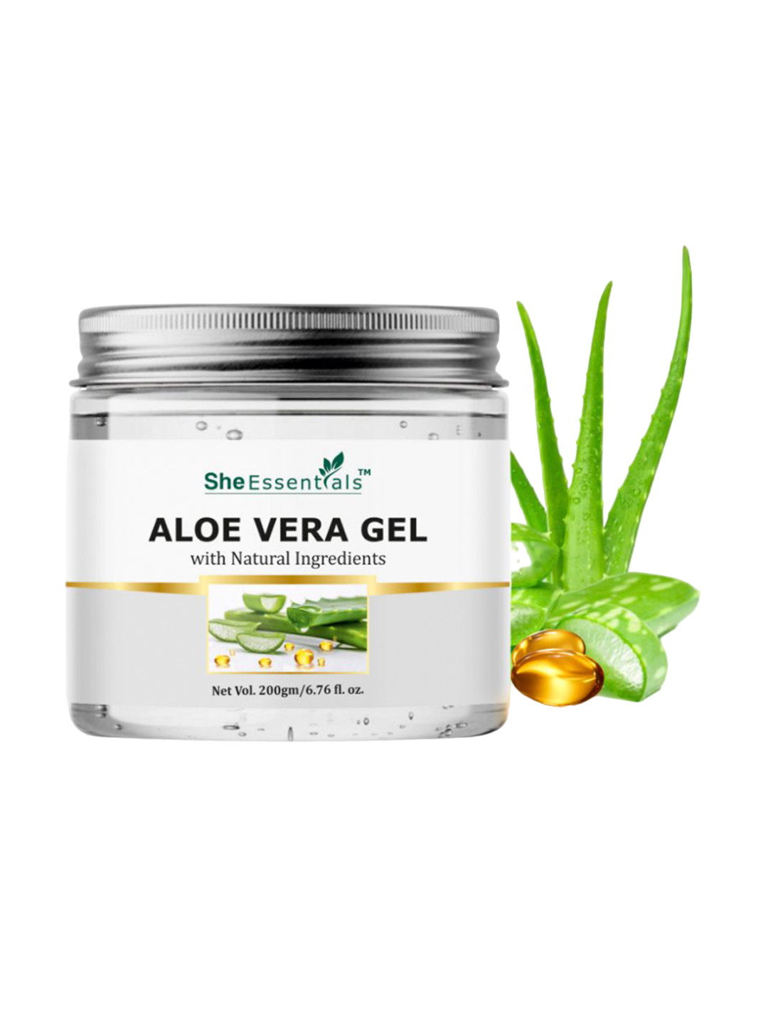 She Essentials Pure Aloe Vera Gel With Vitamin E For Face & Skin & Hair-200g