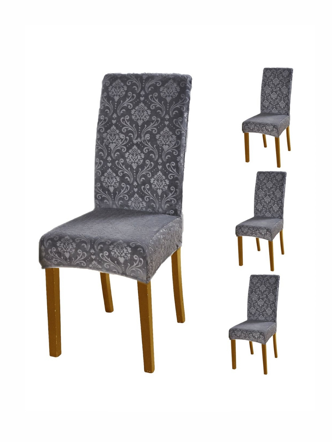 HOKIPO Grey 4-Piece 200GSM Stretchable Chair Covers