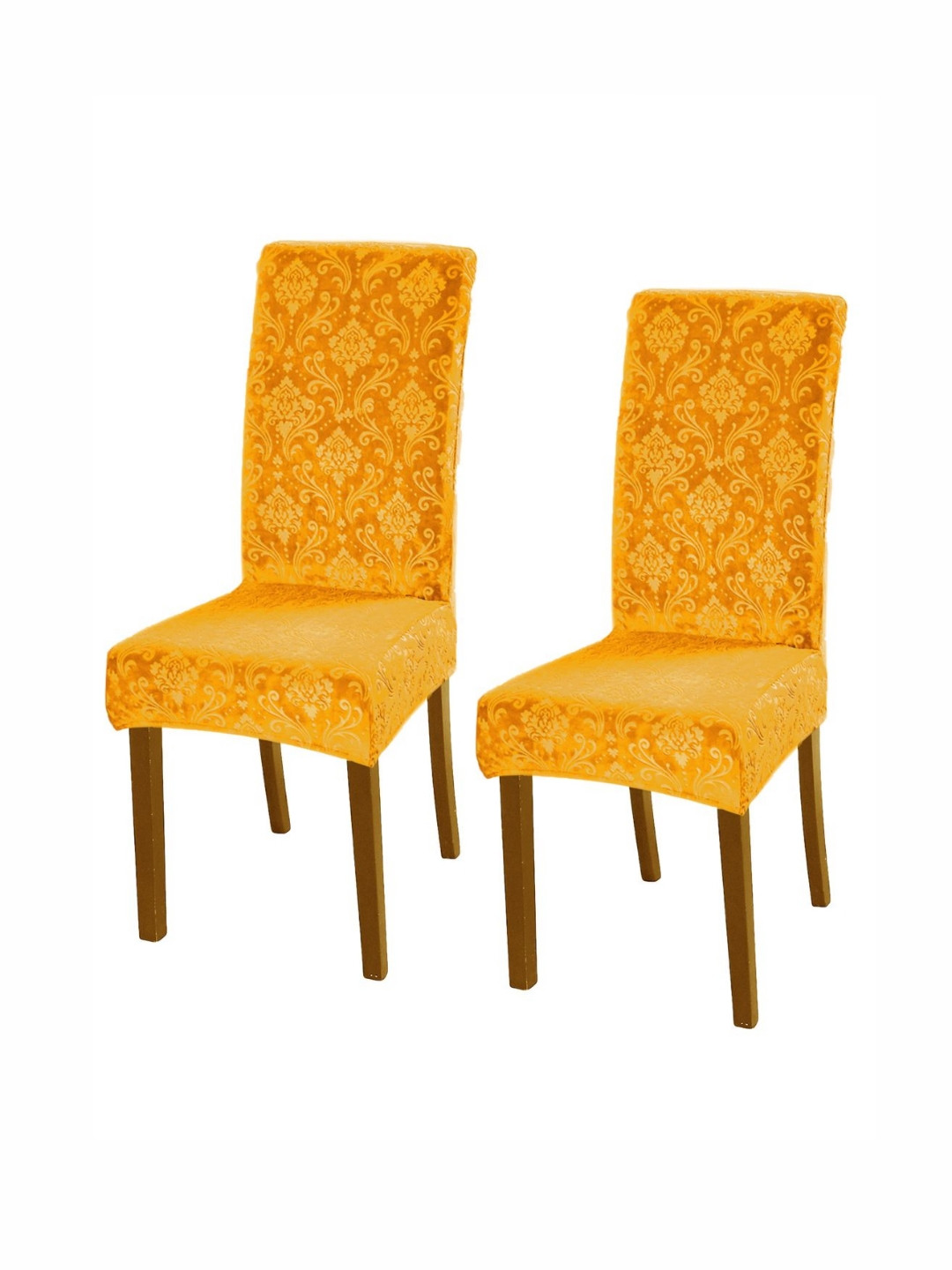 HOKIPO Yellow 2-Piece 200GSM Stretchable Chair Covers