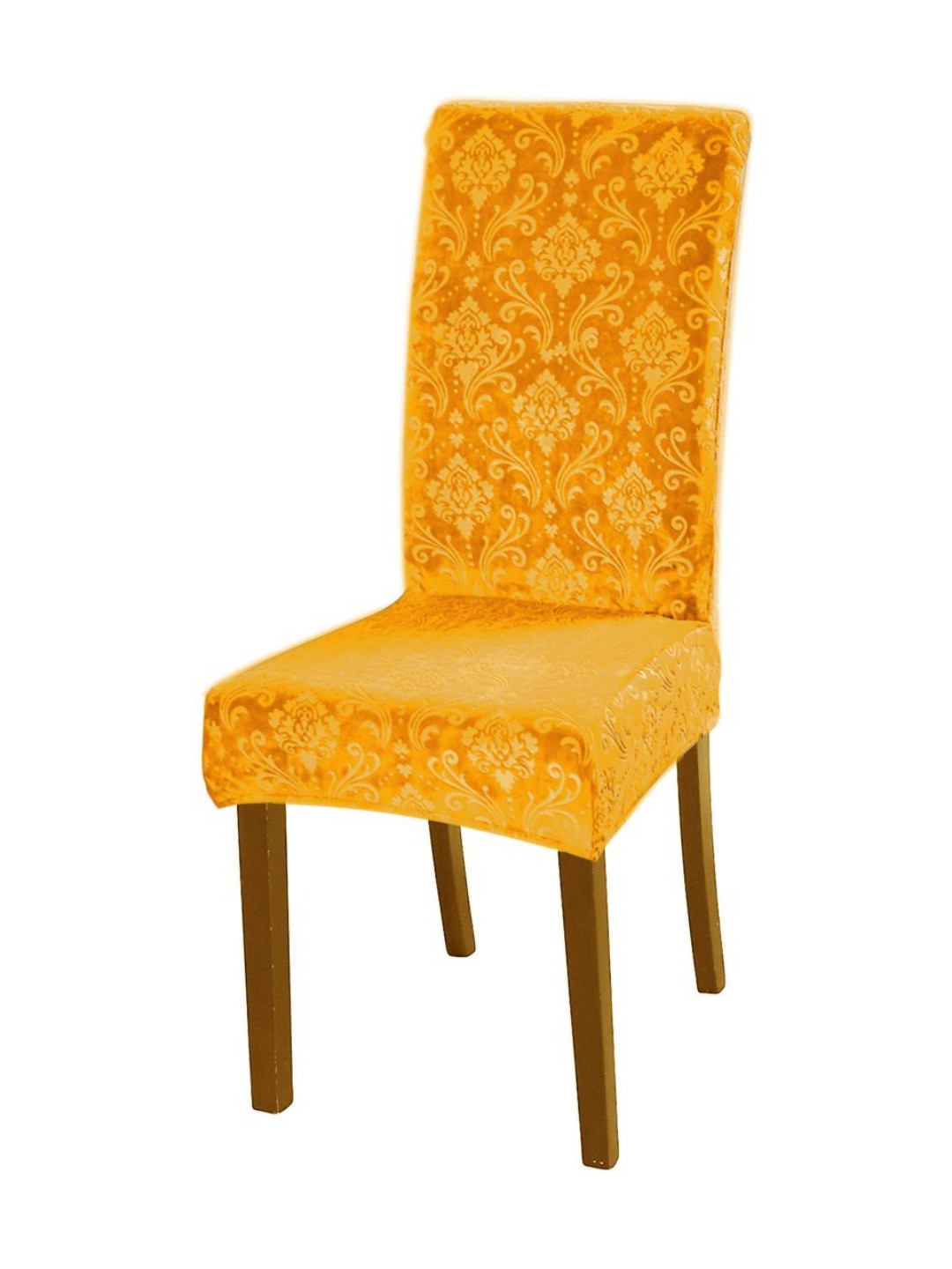 HOKIPO Yellow 200 GSM Velvet Stretchable Chair Covers